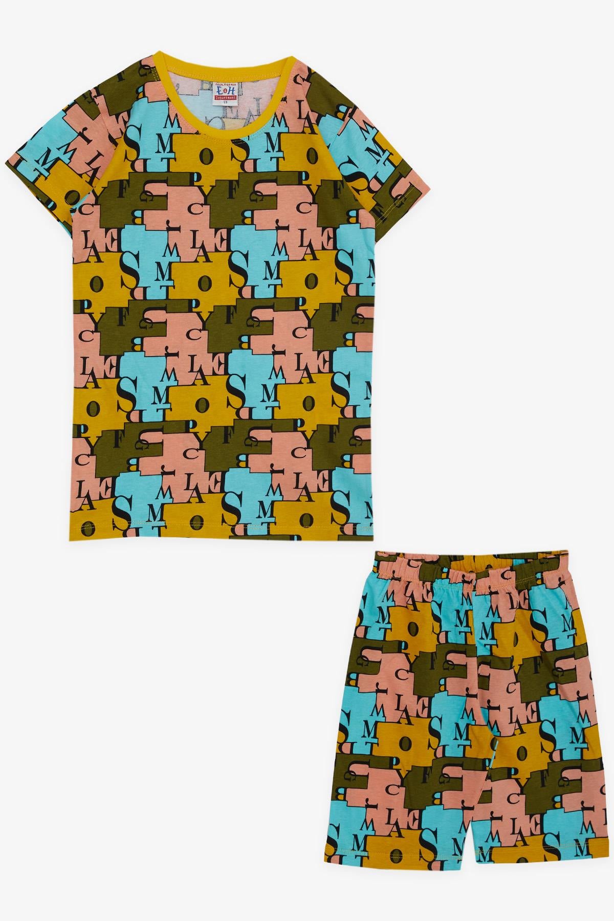Breeze Erkek Çocuk Pijama Takımı Harf Desenli Karışık Renk (4-8 Yaş)