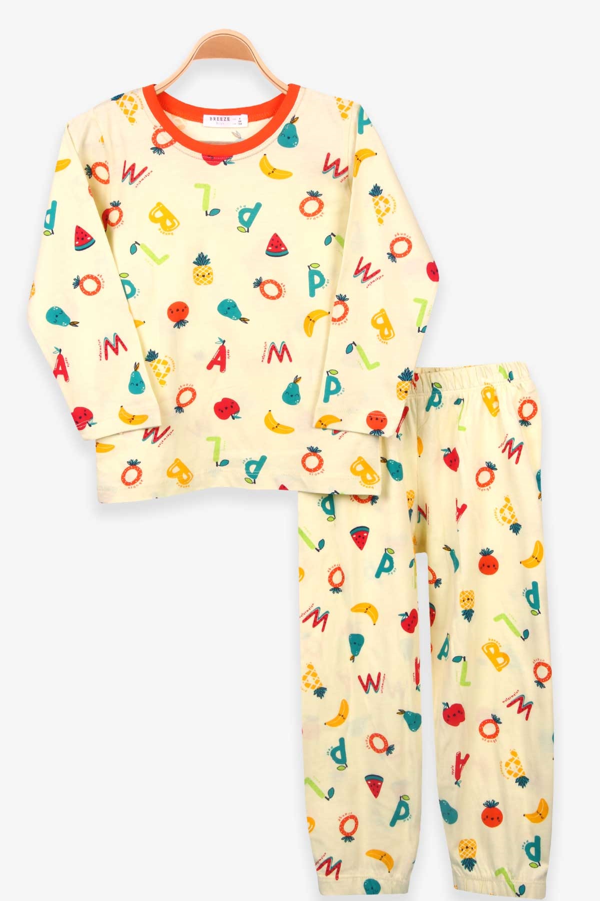 Breeze Erkek Çocuk Pijama Takımı Harf Desenli Sarı (4-8 Yaş)