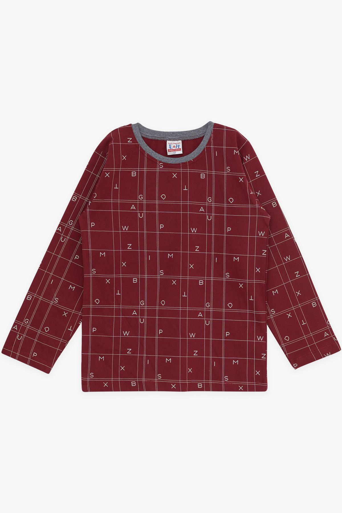 Breeze Erkek Çocuk Pijama Takımı Harf Desenli Bordo (4-8 Yaş)