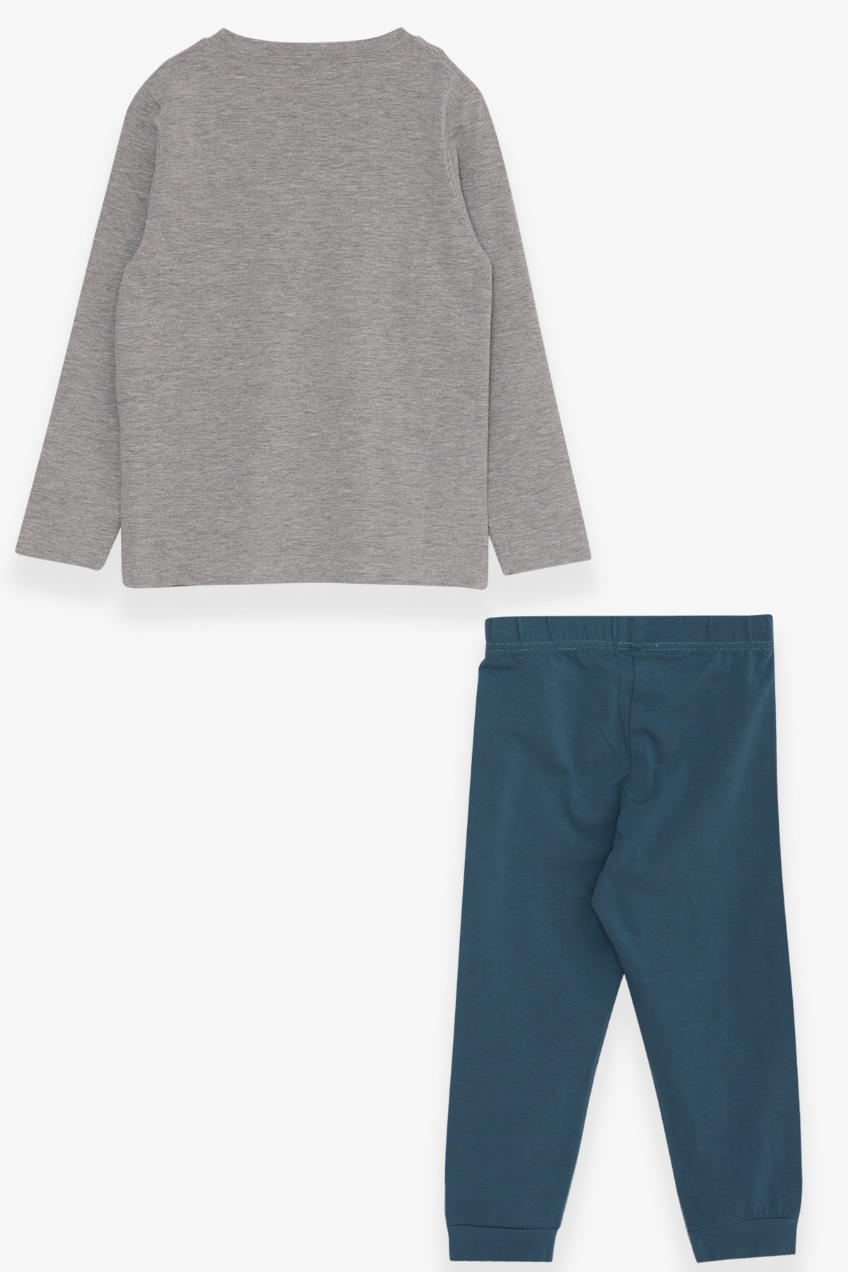 Breeze Erkek Çocuk Pijama Takımı Havalı Ayıcık Baskılı Gri Melanj (3-7 Yaş)