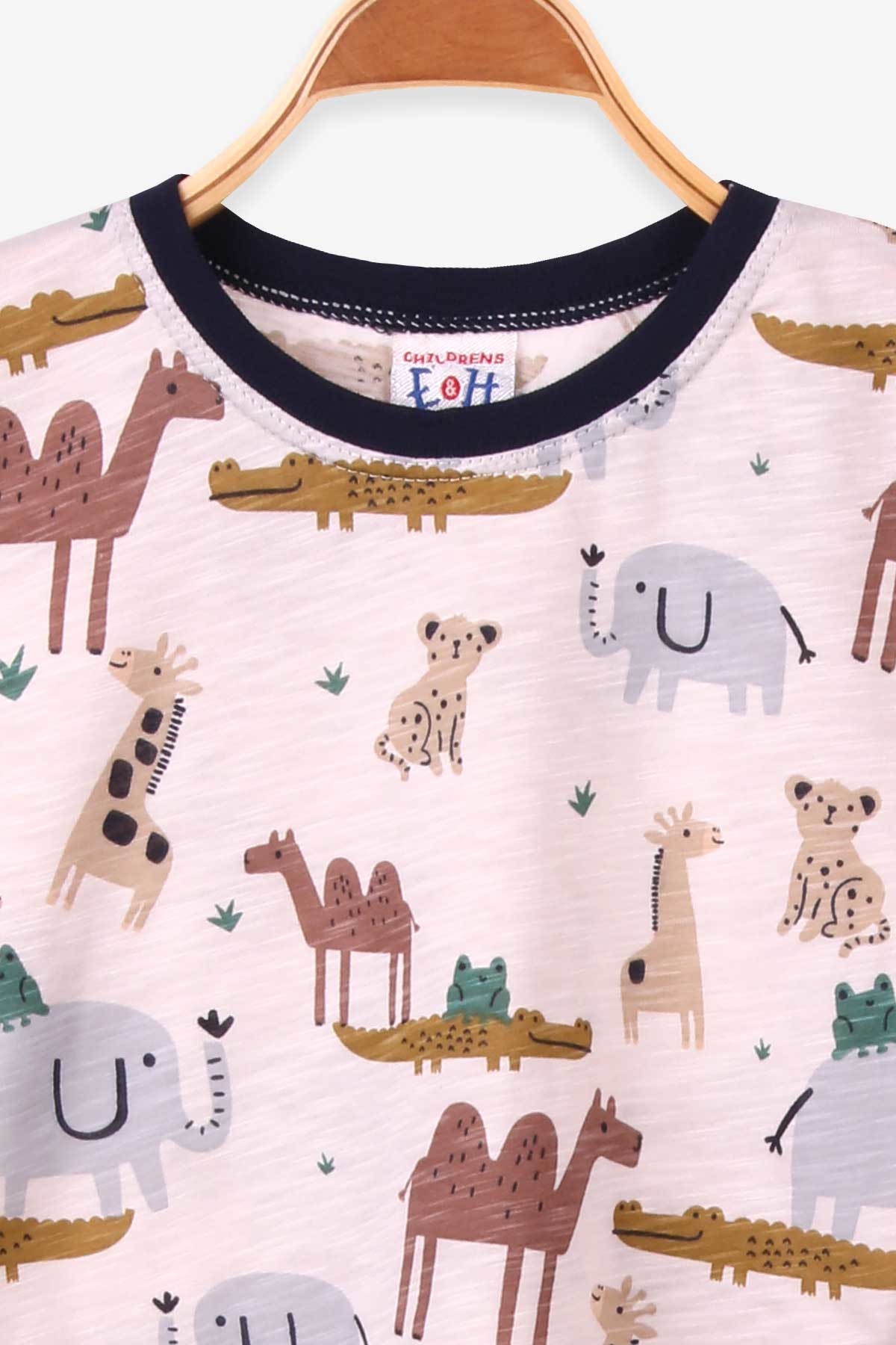 Breeze Erkek Çocuk Pijama Takımı Hayvan Desenli Açık Kahverengi (4-8 Yaş)