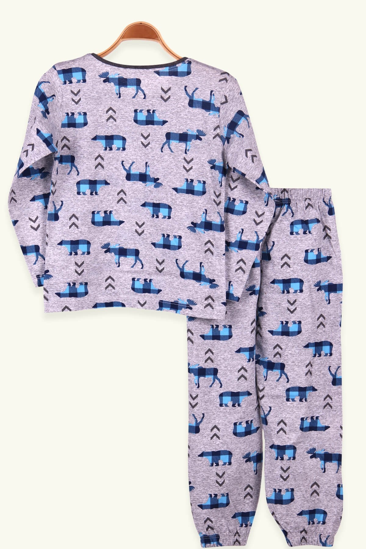 Breeze Erkek Çocuk Pijama Takımı Hayvan Desenli Gri (6-10 Yaş)