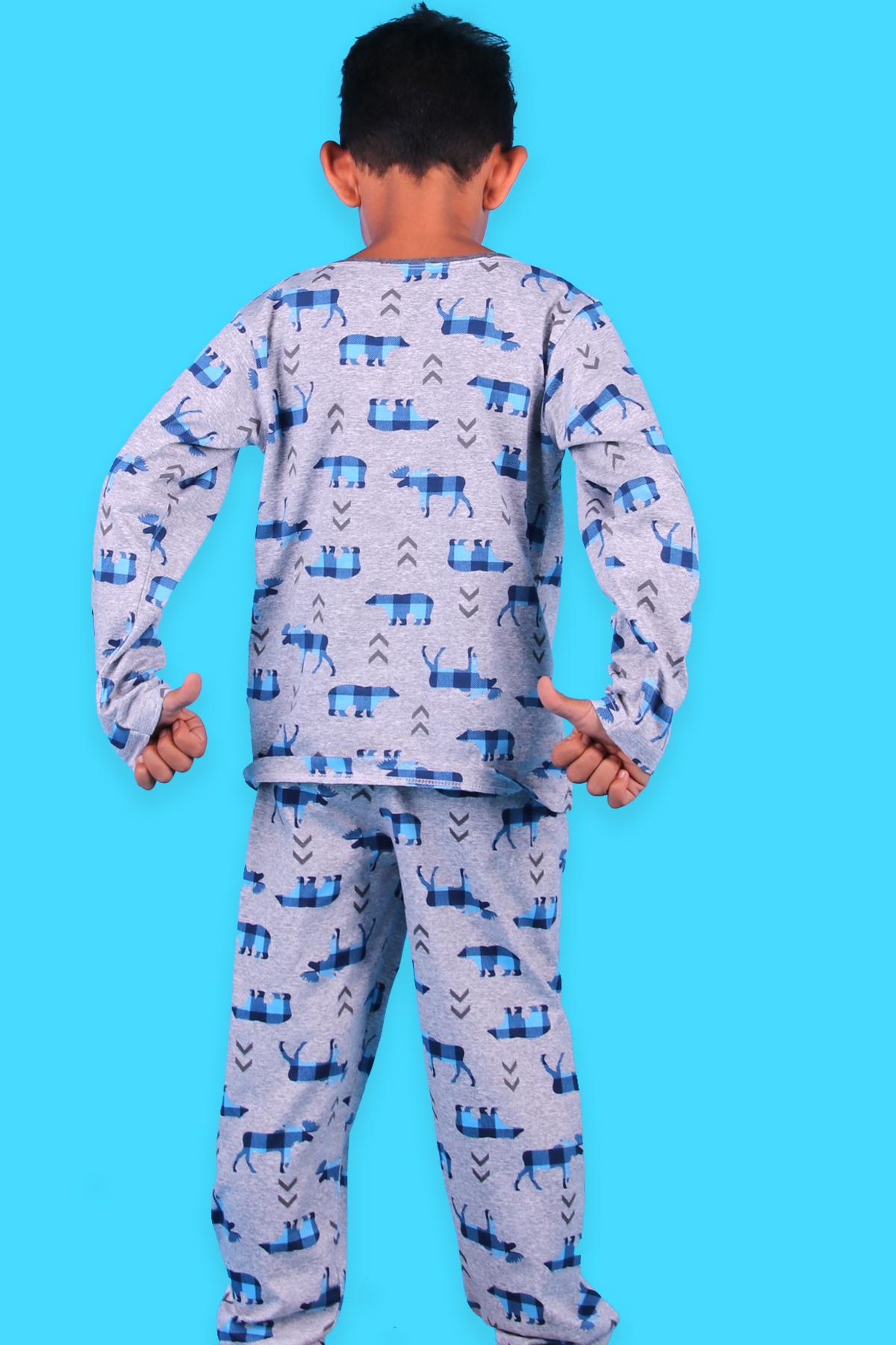 Breeze Erkek Çocuk Pijama Takımı Hayvan Desenli Füme (6-10 Yaş)
