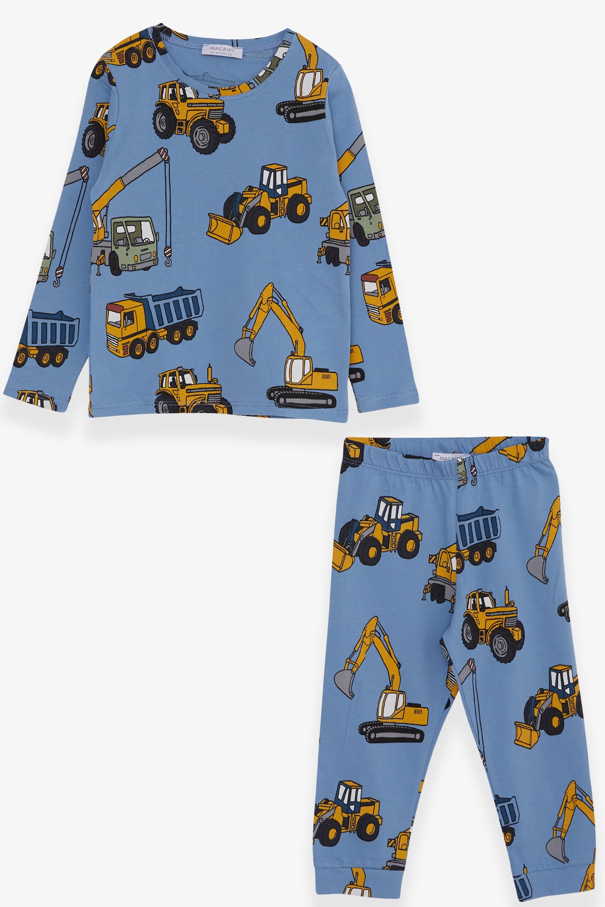 Breeze Erkek Çocuk Pijama Takımı İş Makinası Desenli Mavi (3-7 Yaş)