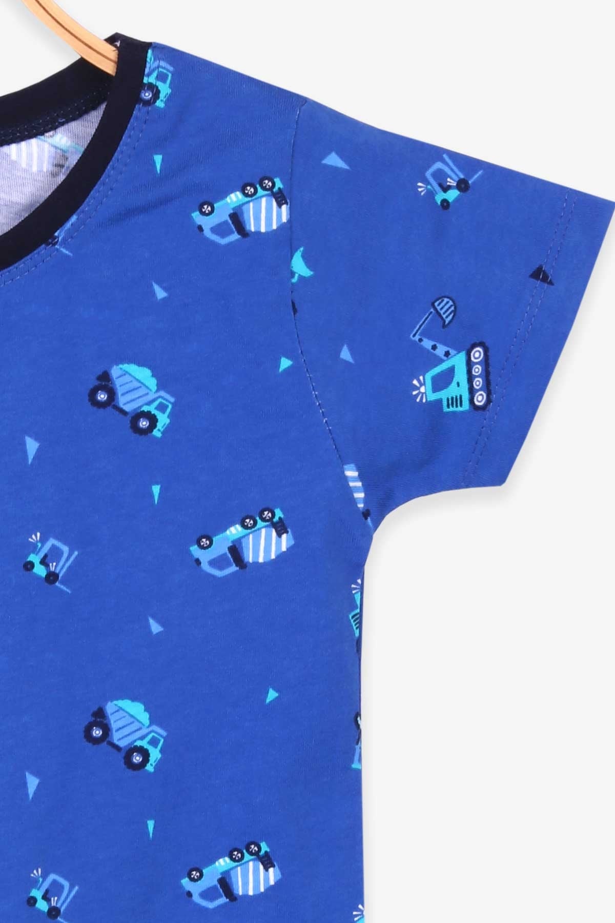 Breeze Erkek Çocuk Pijama Takımı İş Makineleri Desenli Koyu Mavi (4-8 Yaş)