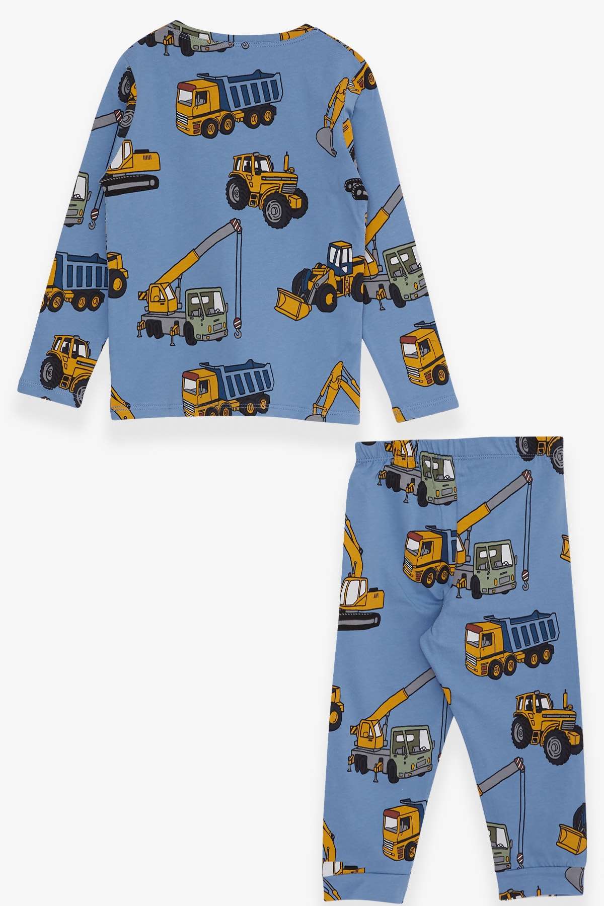 Breeze Erkek Çocuk Pijama Takımı İş Makinası Desenli Mavi (3-7 Yaş)