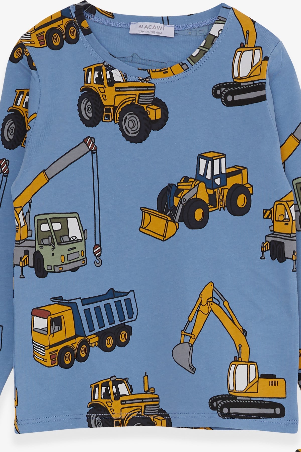 Breeze Erkek Çocuk Pijama Takımı İş Makinası Desenli Mavi (3-7 Yaş)