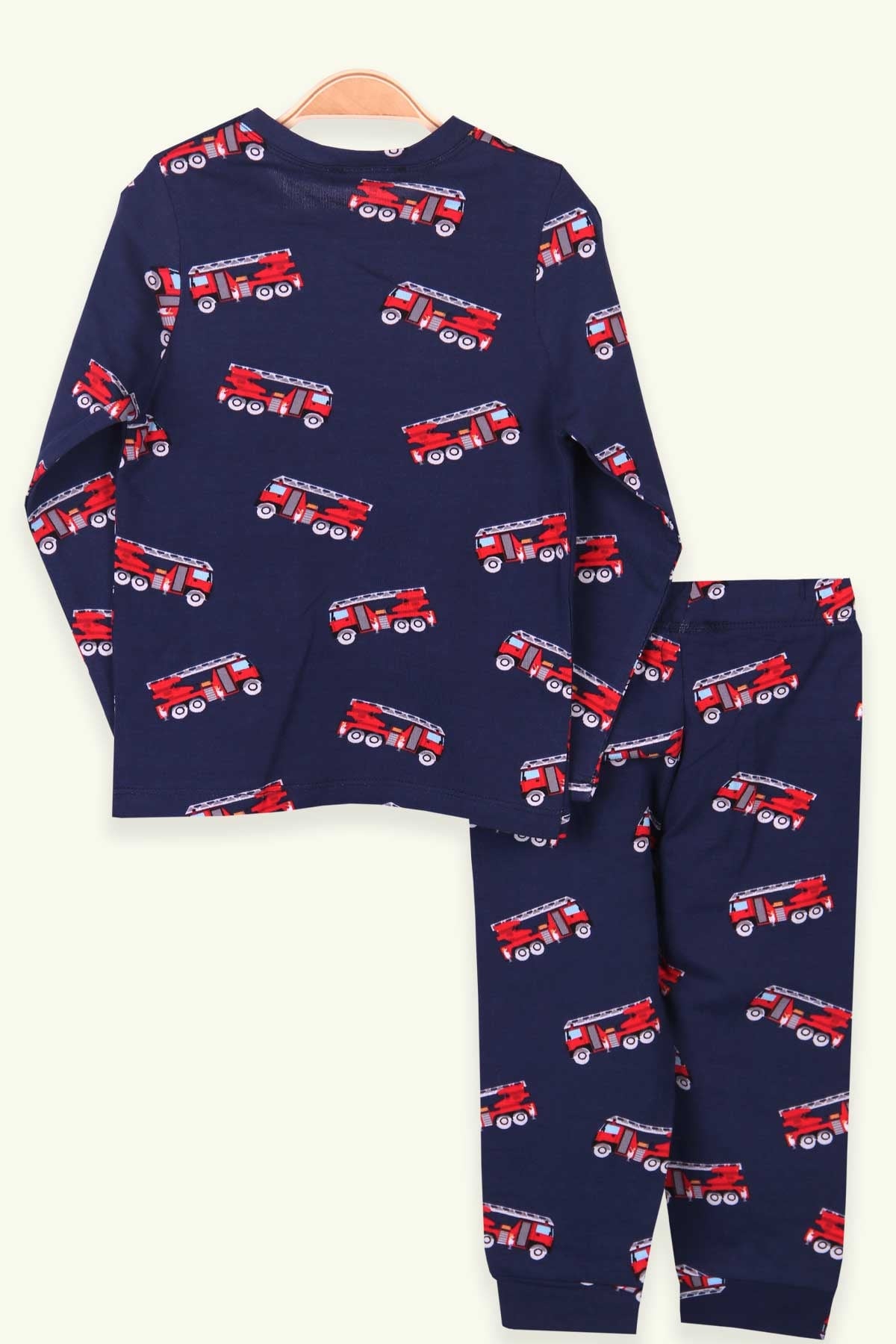 Breeze Erkek Çocuk Pijama Takımı İtfaiye Arabası Desenli Lacivert (1.5-4 Yaş)