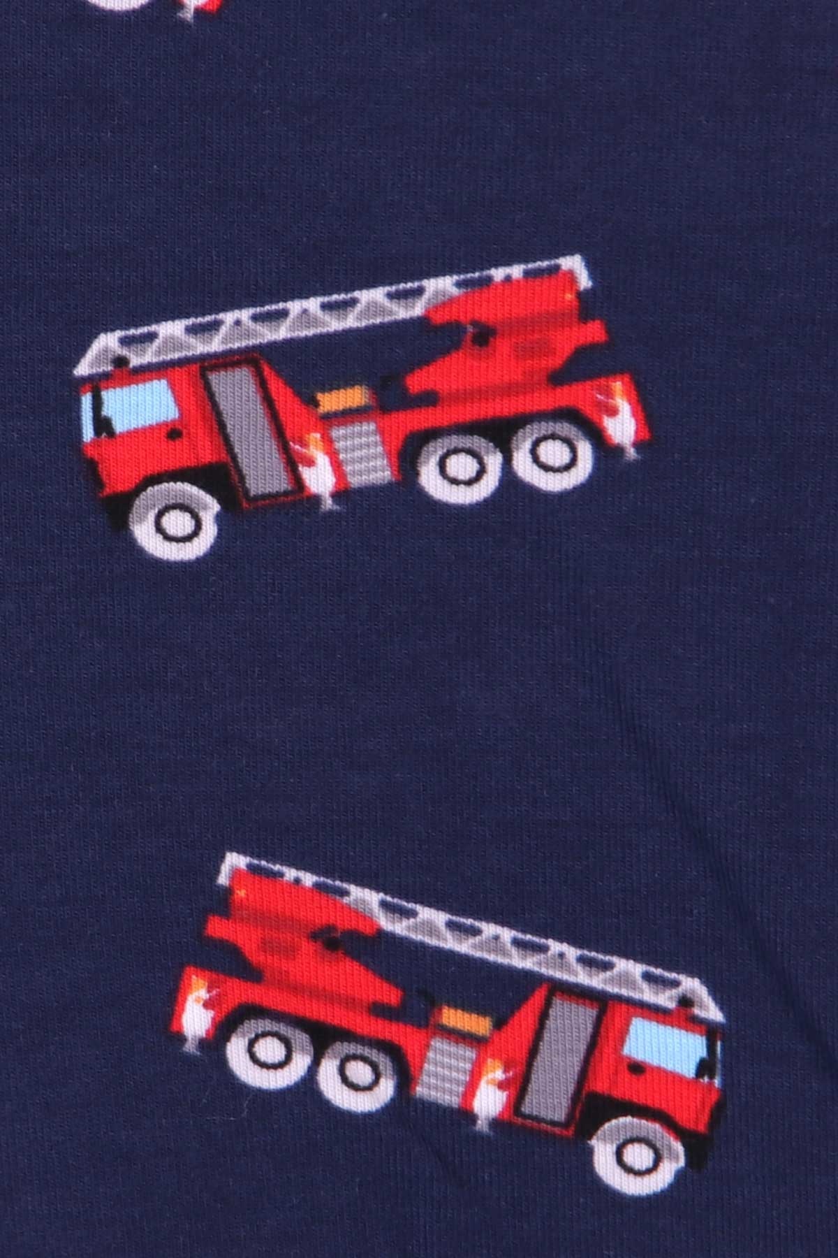 Breeze Erkek Çocuk Pijama Takımı İtfaiye Arabası Desenli Lacivert (1.5-4 Yaş)