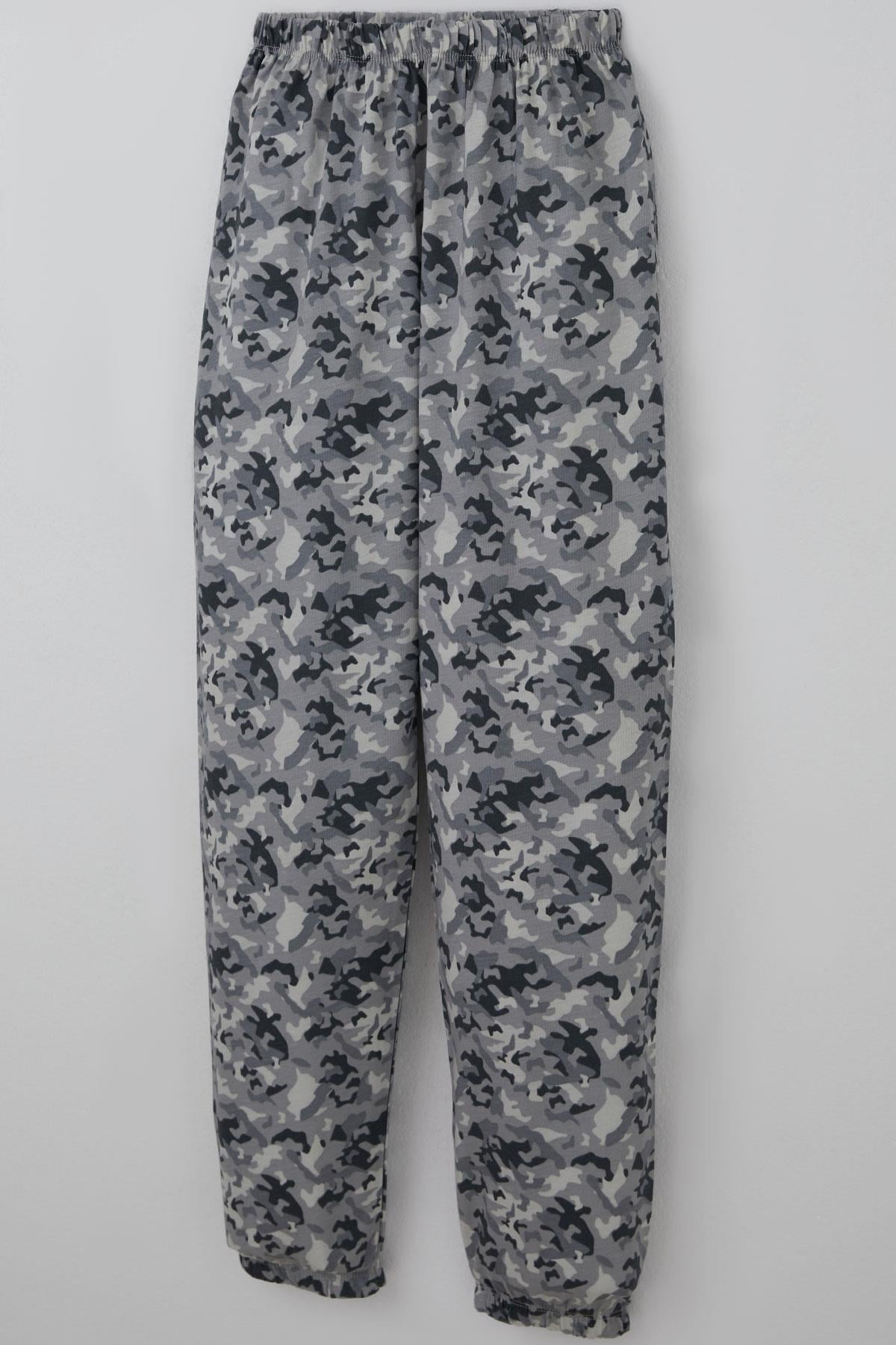 Breeze Erkek Çocuk Pijama Takımı Kamuflaj Desenli Gri (9-12 Yaş)