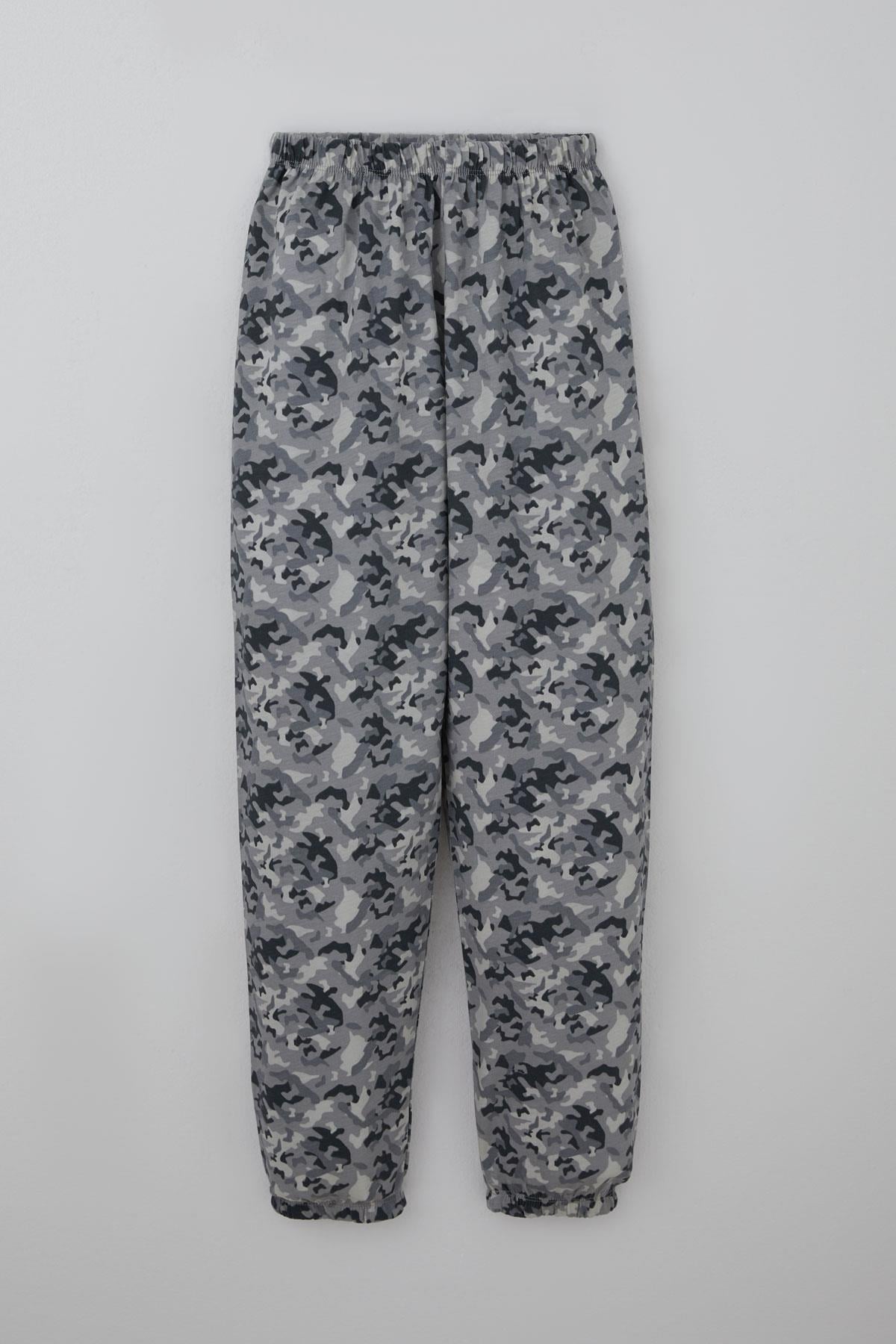 Breeze Erkek Çocuk Pijama Takımı Kamuflaj Desenli Gri (9-12 Yaş)