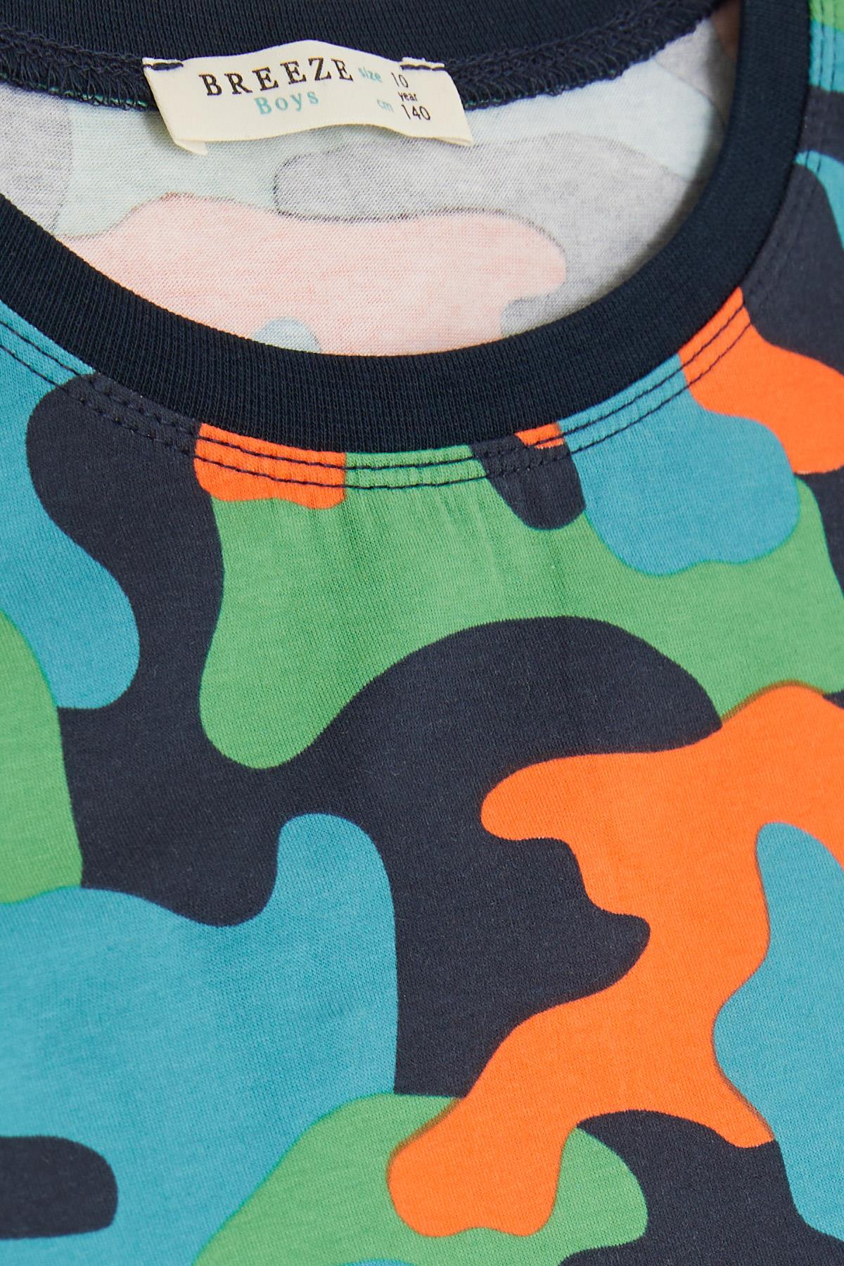 Breeze Erkek Çocuk Pijama Takımı Kamuflaj Desenli Karışık Renk (9-12 Yaş)