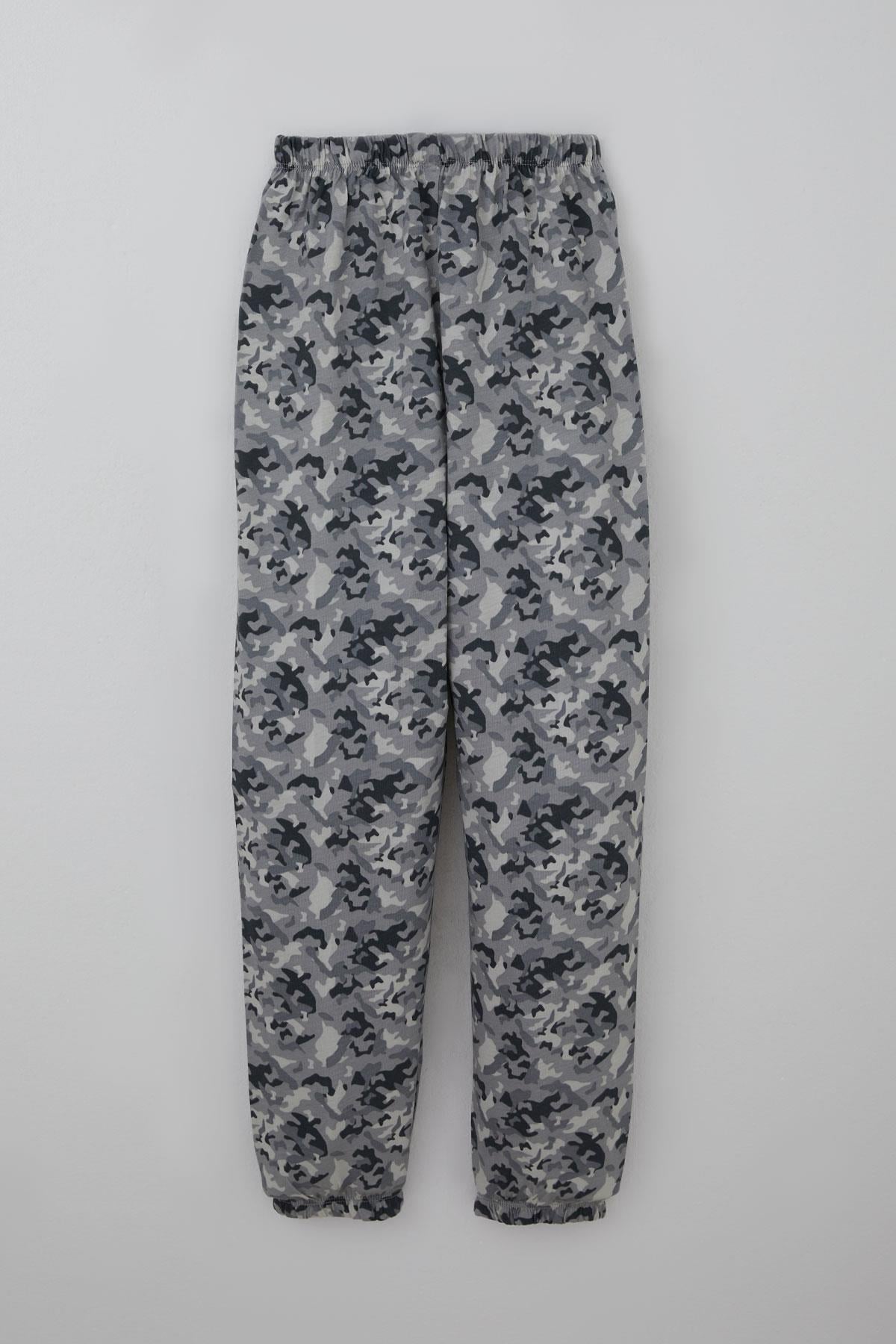 Breeze Erkek Çocuk Pijama Takımı Kamuflaj Desenli Gri (9-12 Yaş)
