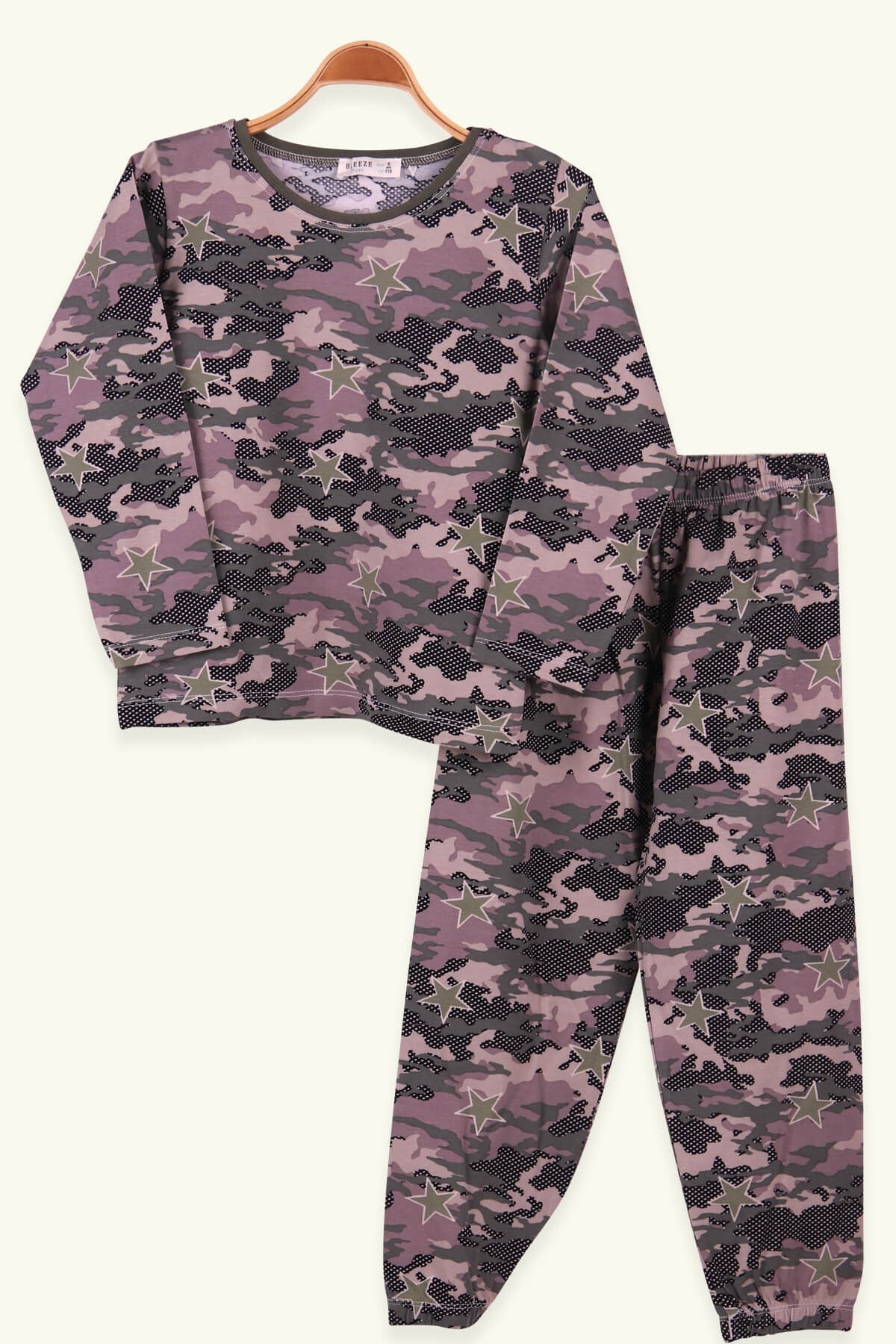 Breeze Erkek Çocuk Pijama Takımı Kamuflaj Desenli Haki Yeşil (7 Yaş)