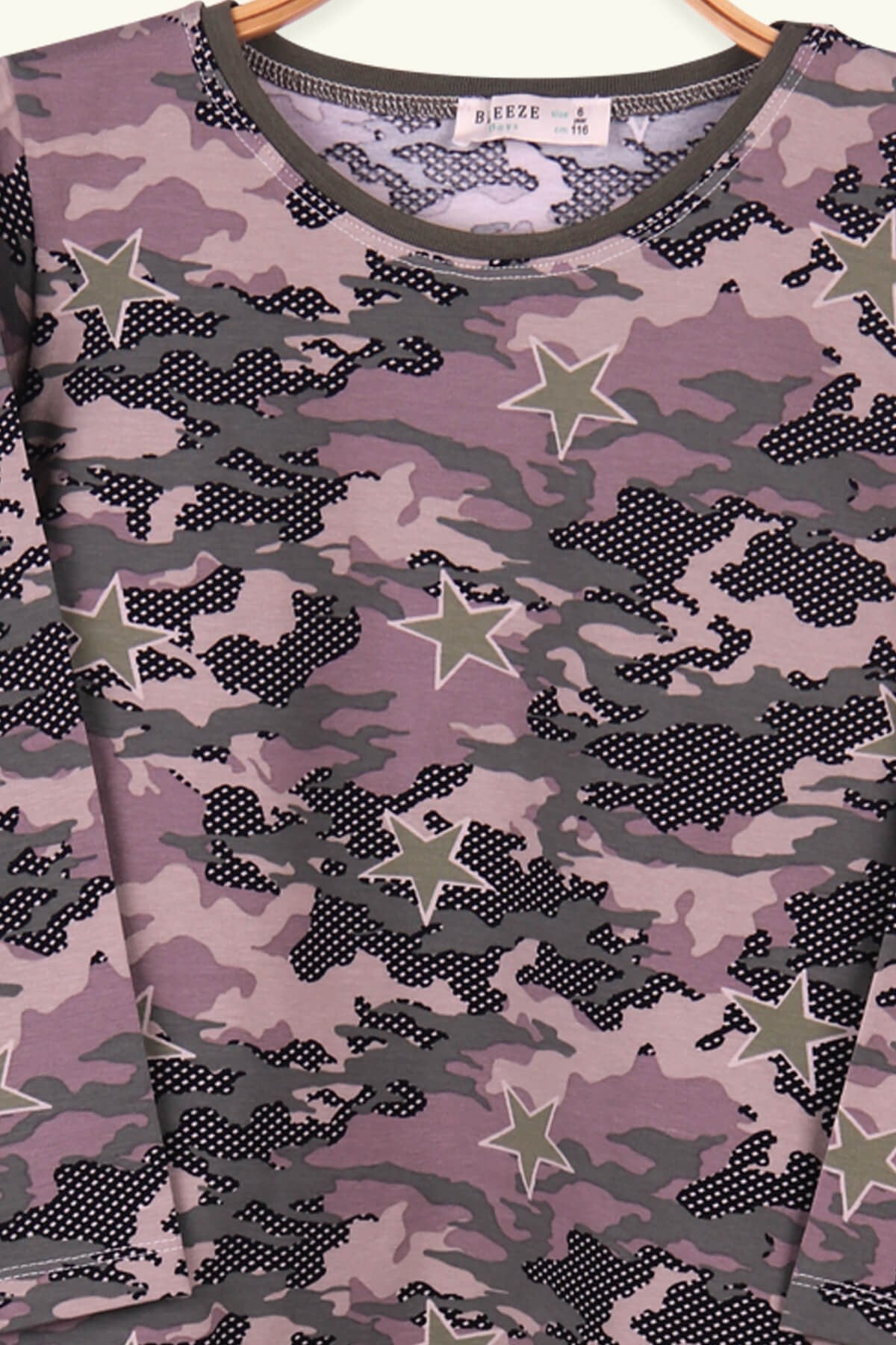 Breeze Erkek Çocuk Pijama Takımı Kamuflaj Desenli Haki Yeşil (7 Yaş)