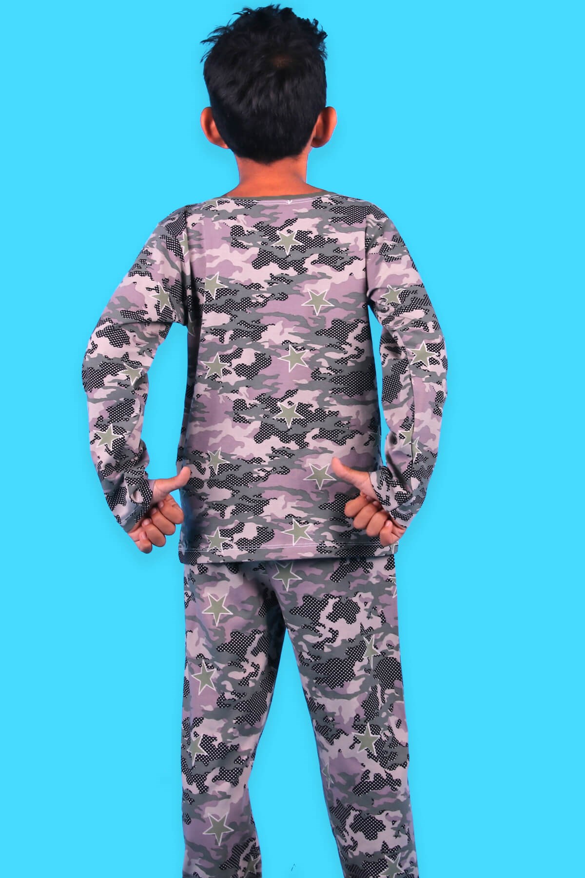 Breeze Erkek Çocuk Pijama Takımı Kamuflaj Desenli Haki Yeşil (7 Yaş)