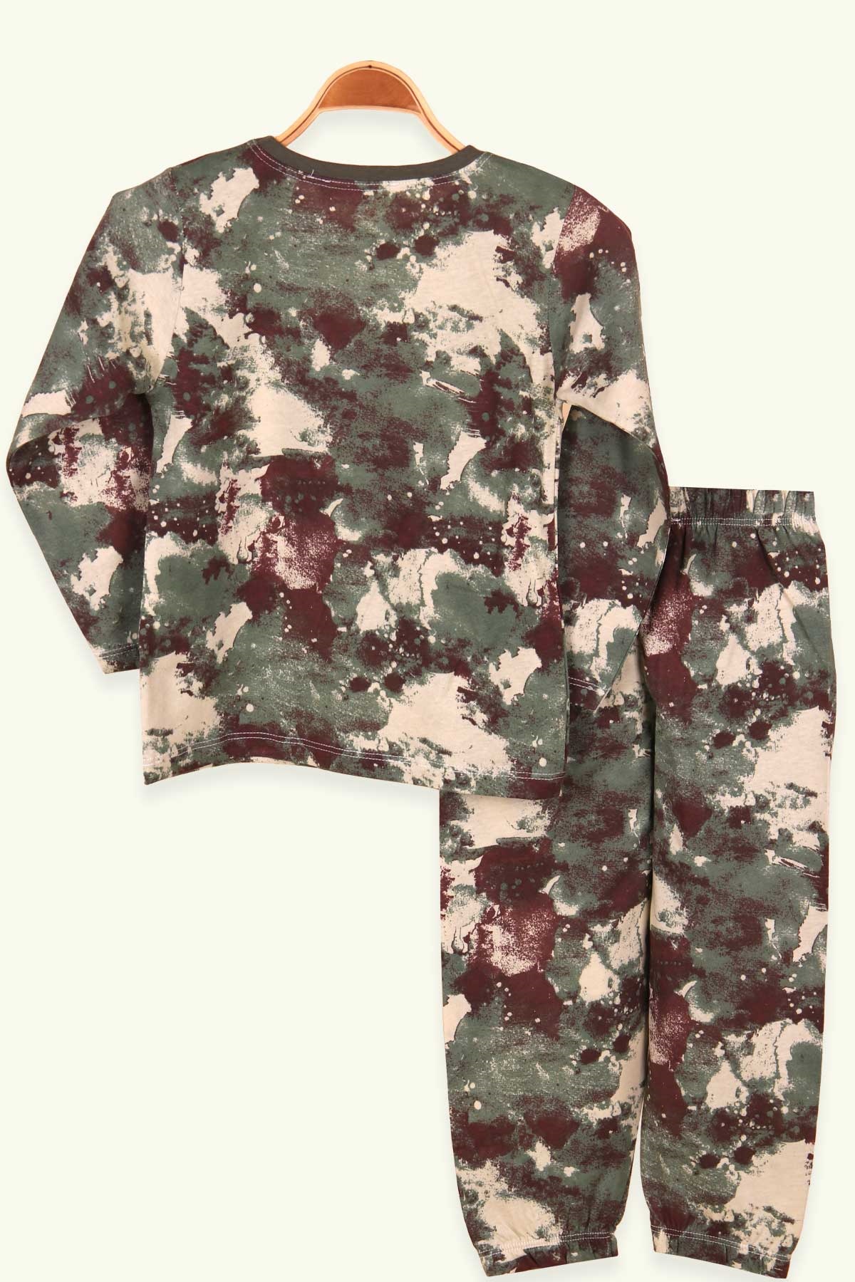 Breeze Erkek Çocuk Pijama Takımı Kamuflaj Desenli Haki Yeşil (4-8 Yaş)