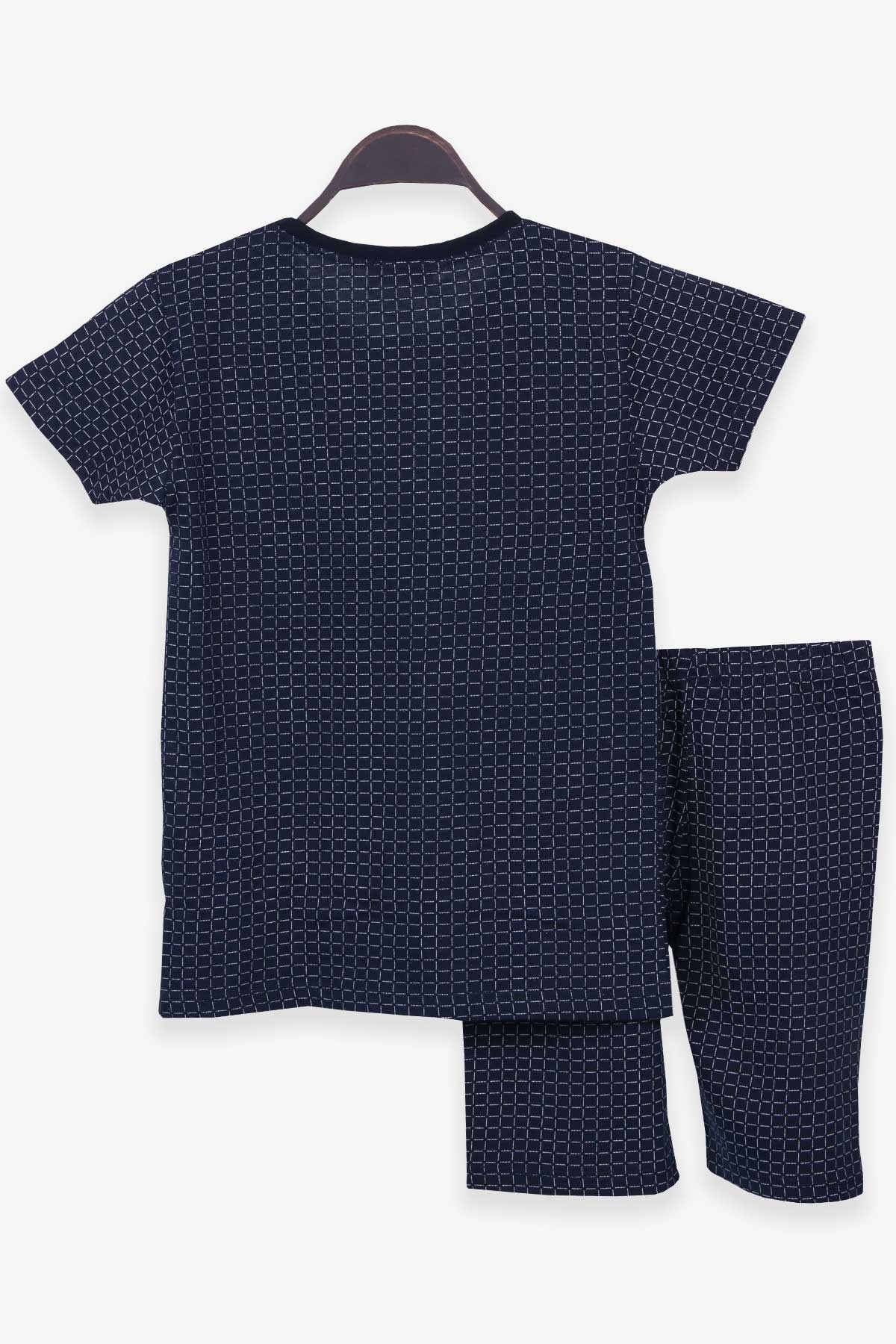 Breeze Erkek Çocuk Pijama Takımı Kare Desenli Lacivert (9-12 Yaş)