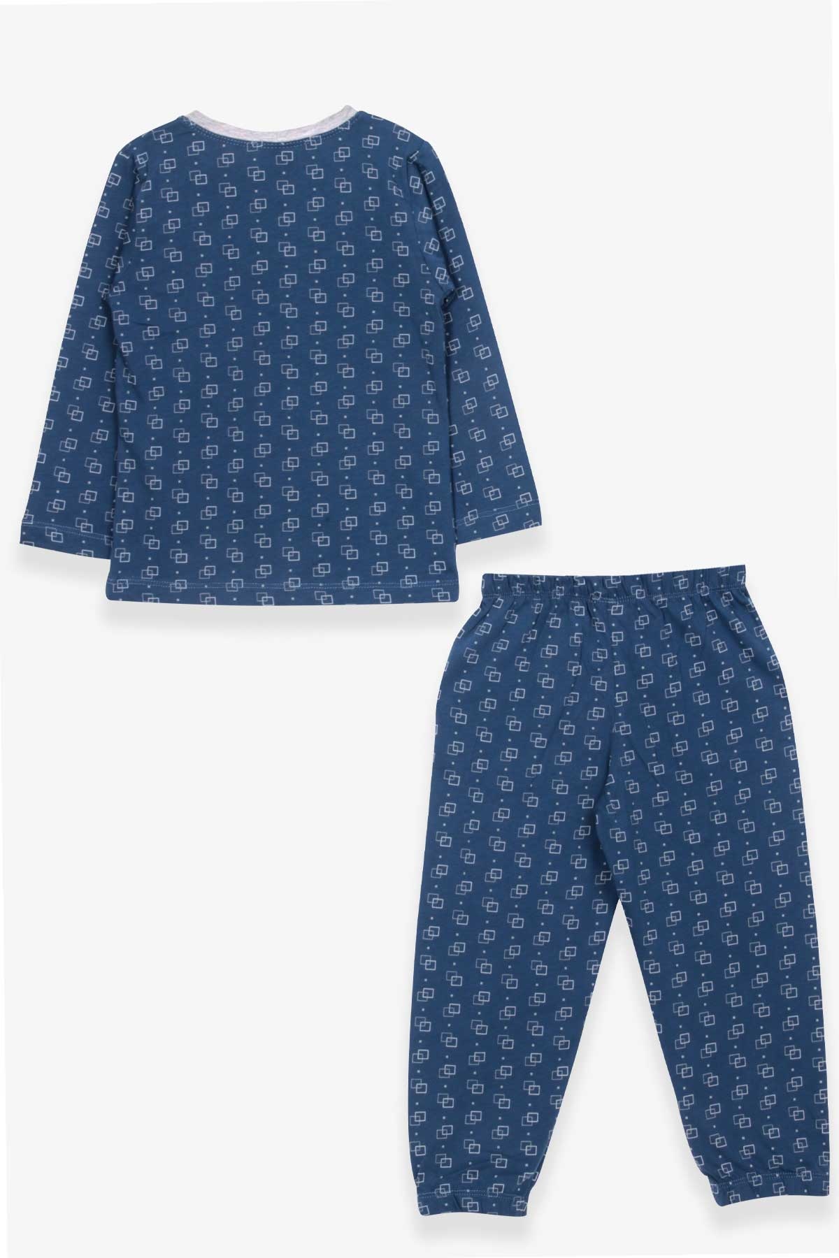 Breeze Erkek Çocuk Pijama Takımı Kare Desenli Mavi (5-8 Yaş)