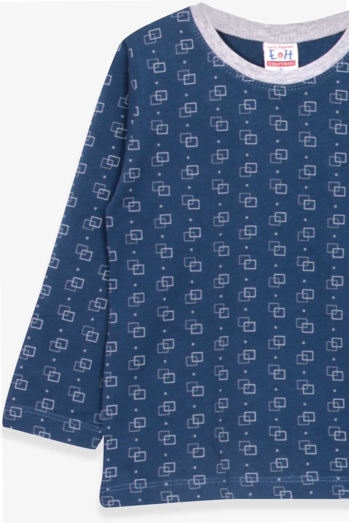Breeze Erkek Çocuk Pijama Takımı Kare Desenli Mavi (5-8 Yaş)