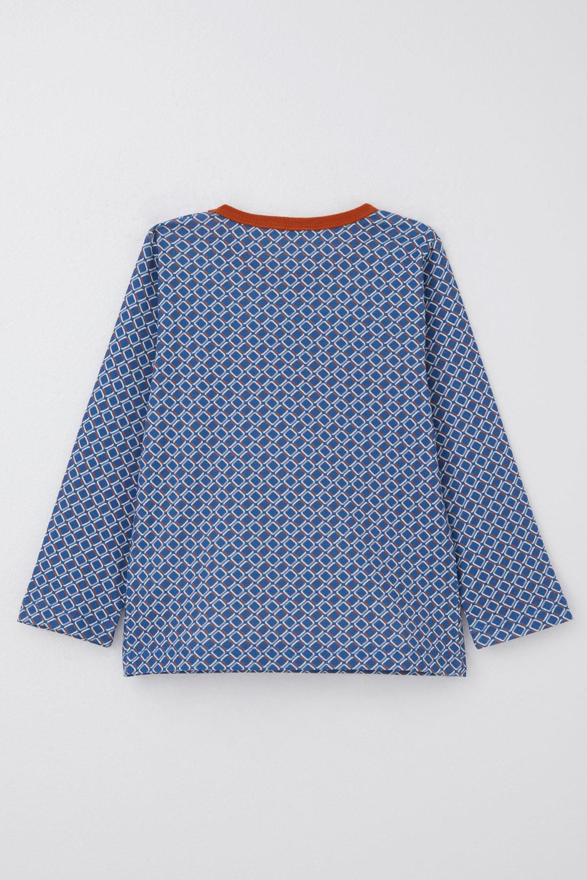 Breeze Erkek Çocuk Pijama Takımı Kare Desenli Mavi (1-3 Yaş)