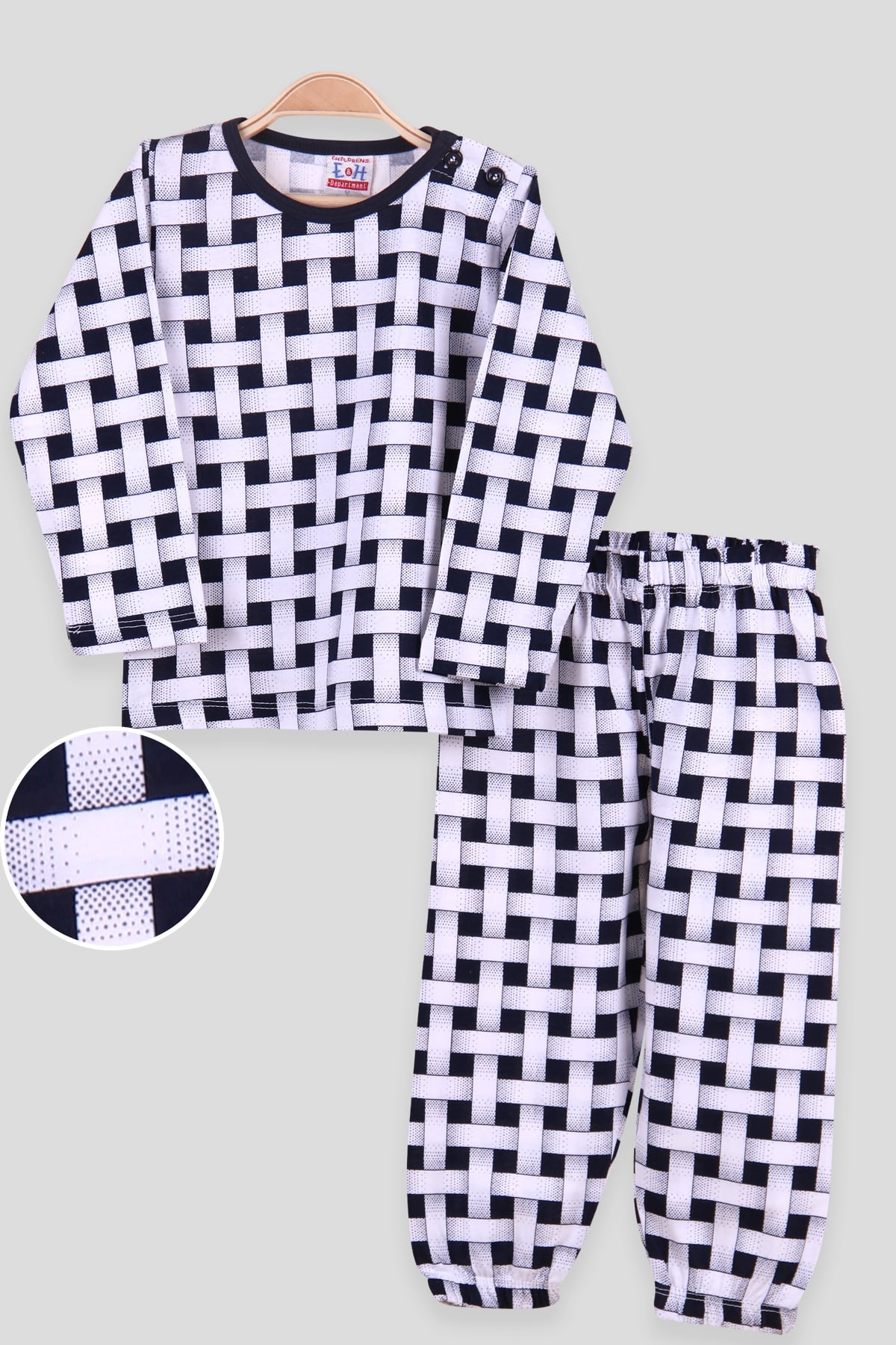 Breeze Erkek Çocuk Pijama Takımı Kareli Lacivert (2-6 Yaş)