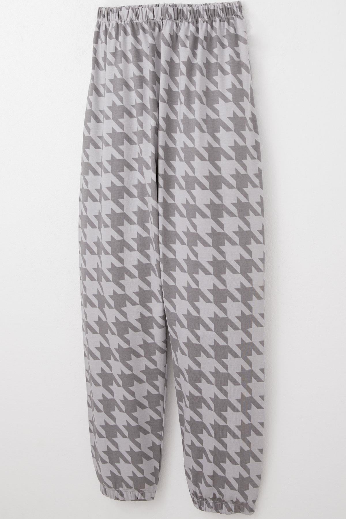 Breeze Erkek Çocuk Pijama Takımı Kazayağı Desenli Gri (9-12 Yaş)