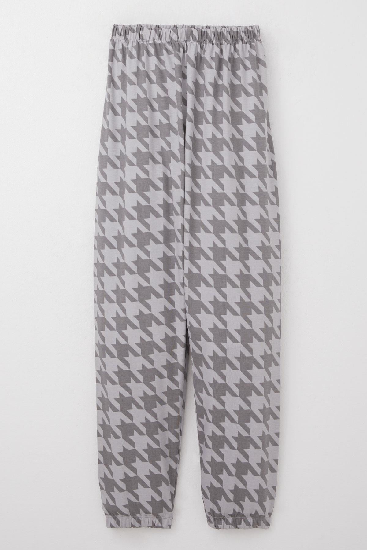 Breeze Erkek Çocuk Pijama Takımı Kazayağı Desenli Gri (9-12 Yaş)