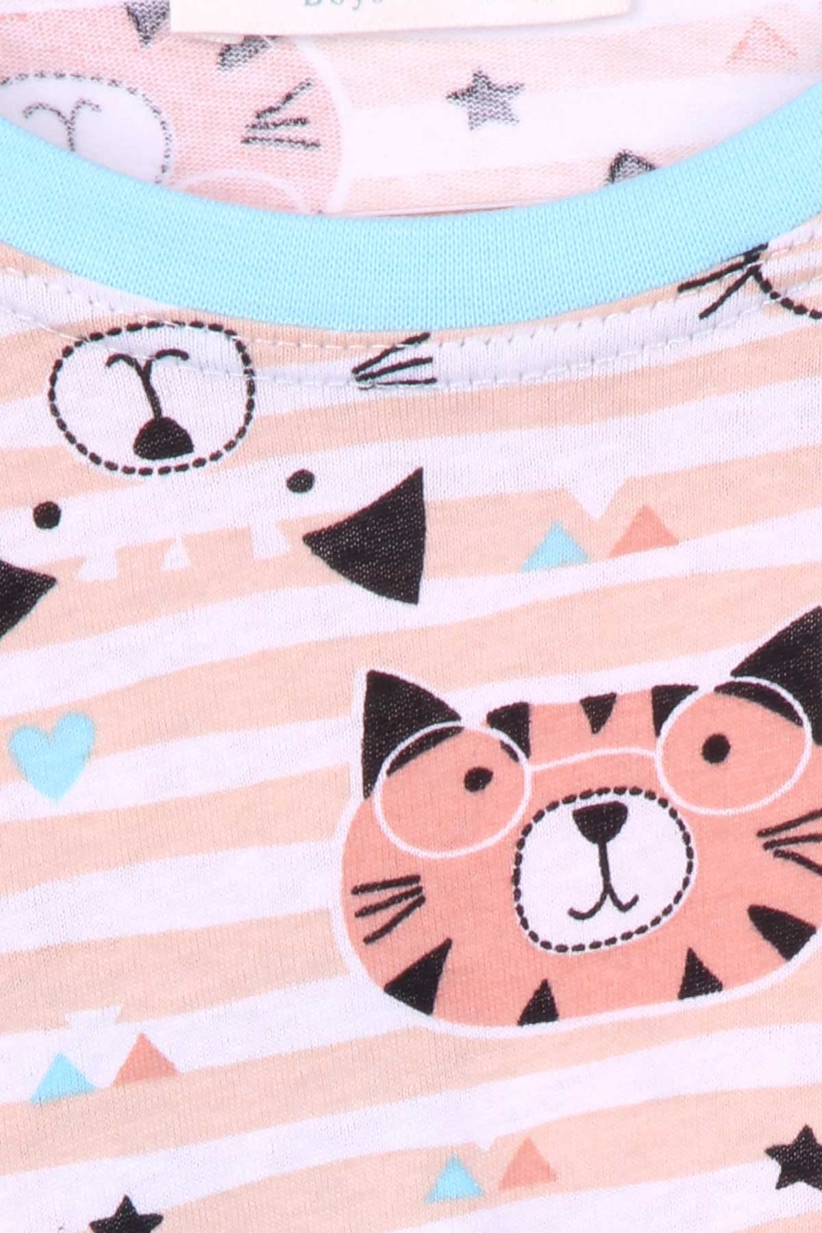 Breeze Erkek Çocuk Pijama Takımı Kedi Desenli Karışık Renk (4-8 Yaş)