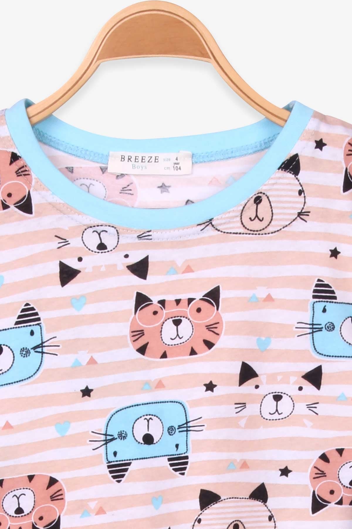 Breeze Erkek Çocuk Pijama Takımı Kedi Desenli Karışık Renk (4-8 Yaş)
