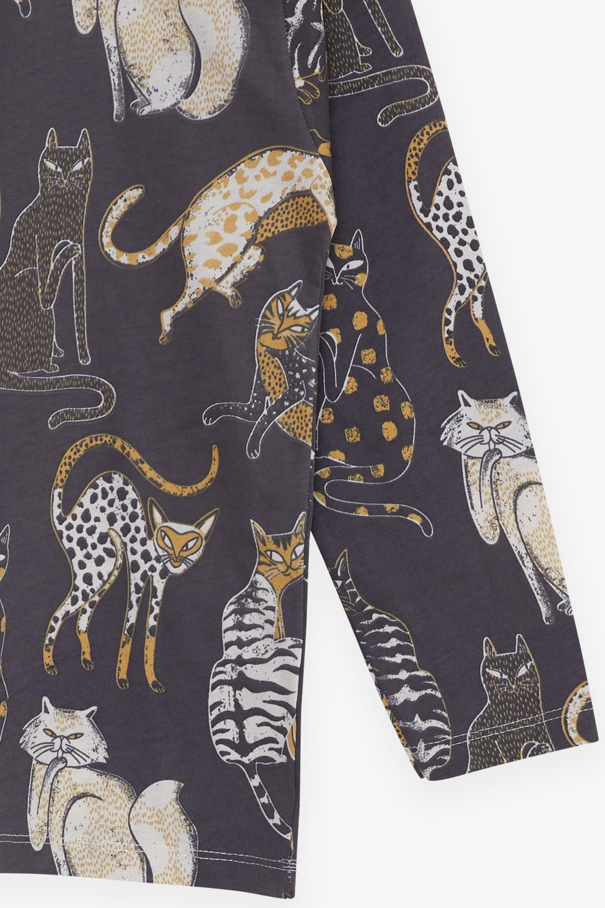 Breeze Erkek Çocuk Pijama Takımı Kedi Desenli Füme (4-8 Yaş)