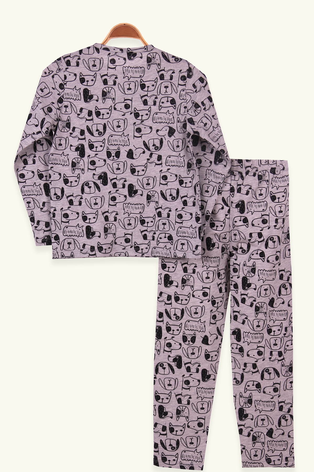 Breeze Erkek Çocuk Pijama Takımı Kedili Köpekli Gri (5-12 Yaş)