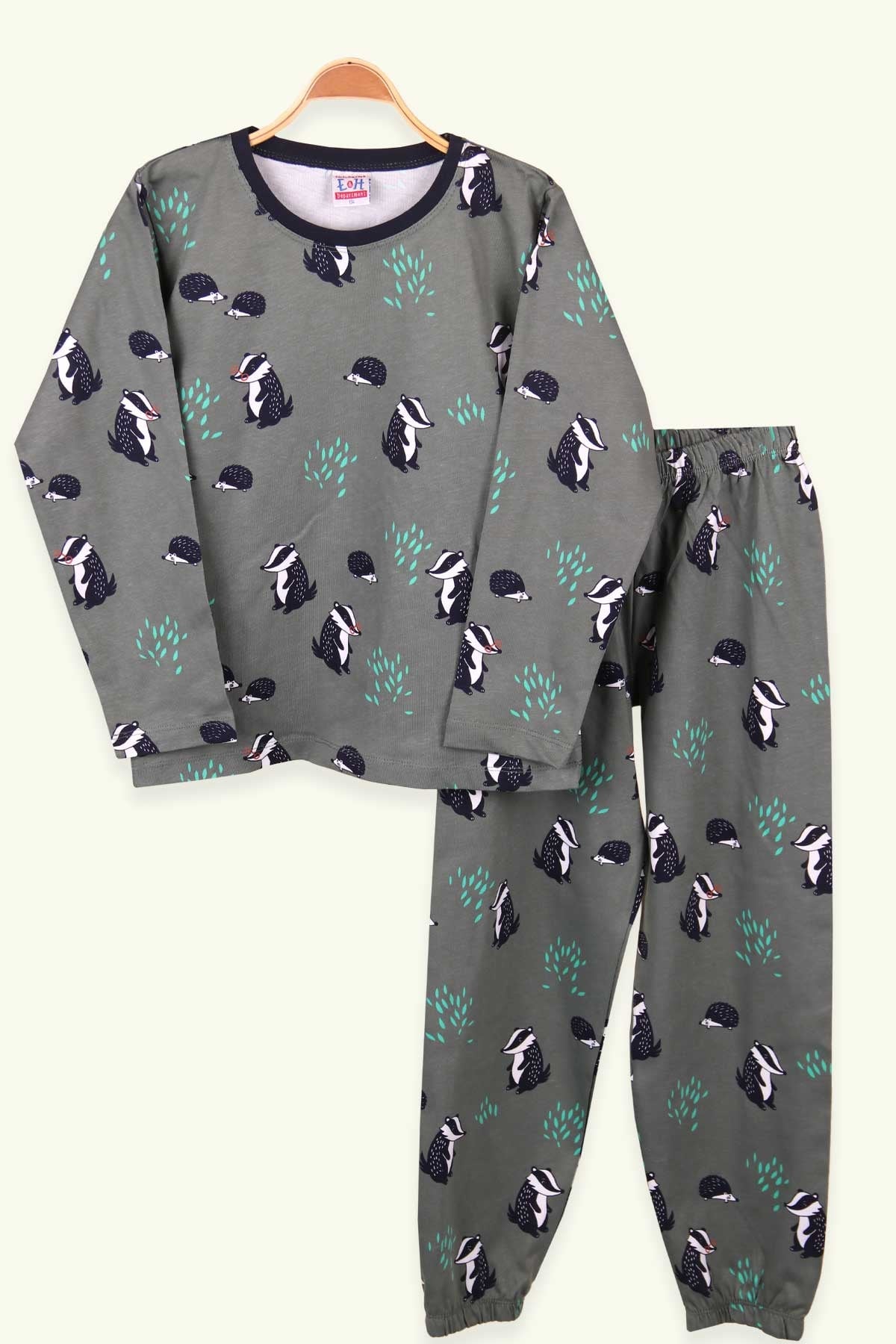 Breeze Erkek Çocuk Pijama Takımı Kokarca Desenli Yeşil (9-12 Yaş)
