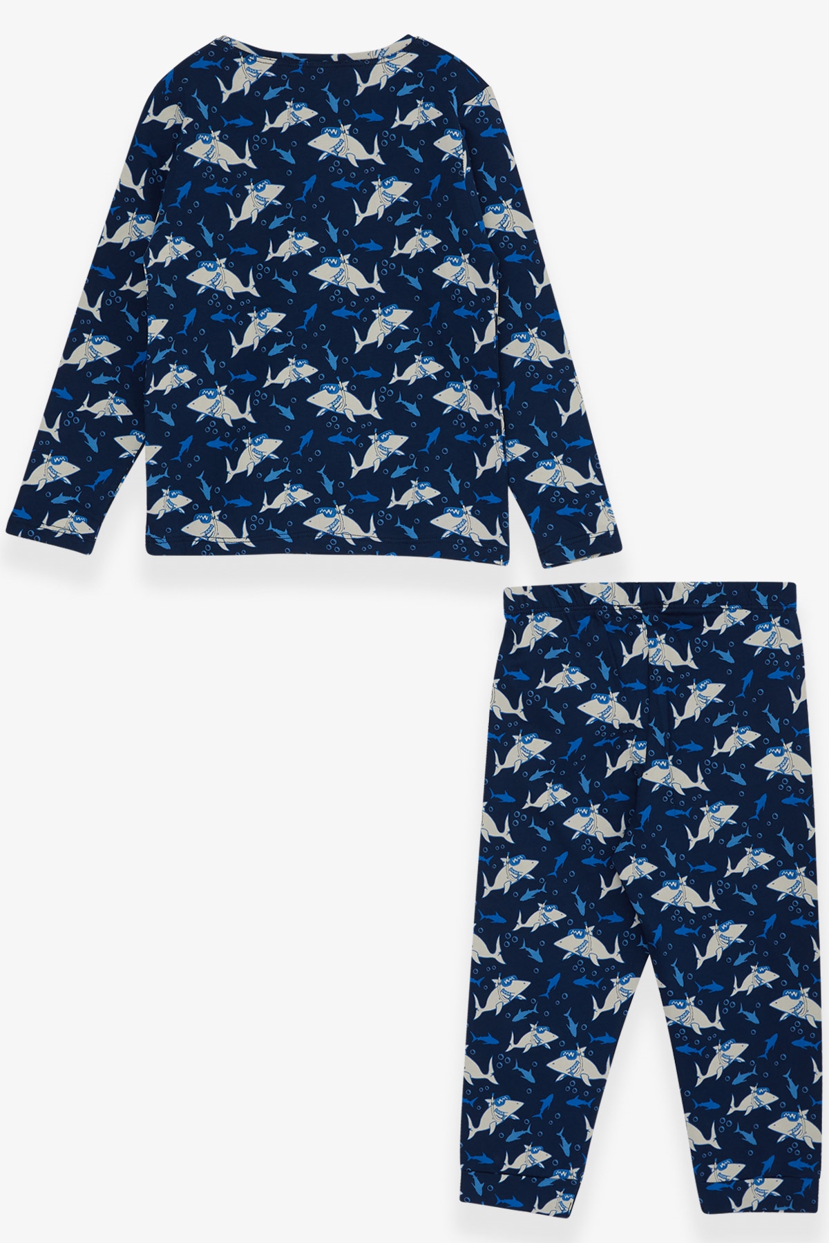 Breeze Erkek Çocuk Pijama Takımı Köpekbalığı Desenli Lacivert (3-7 Yaş)