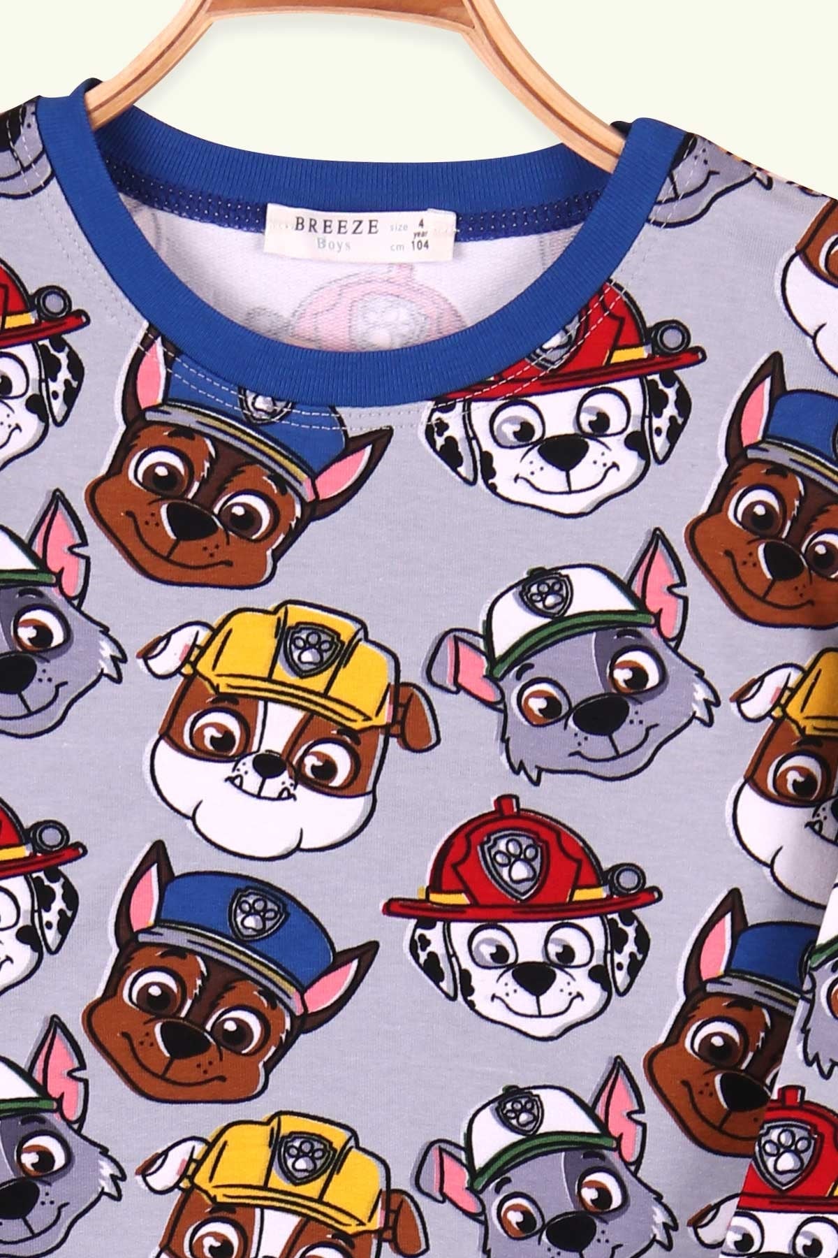 Breeze Erkek Çocuk Pijama Takımı Köpek Timi Desenli Gri (4-8 Yaş)