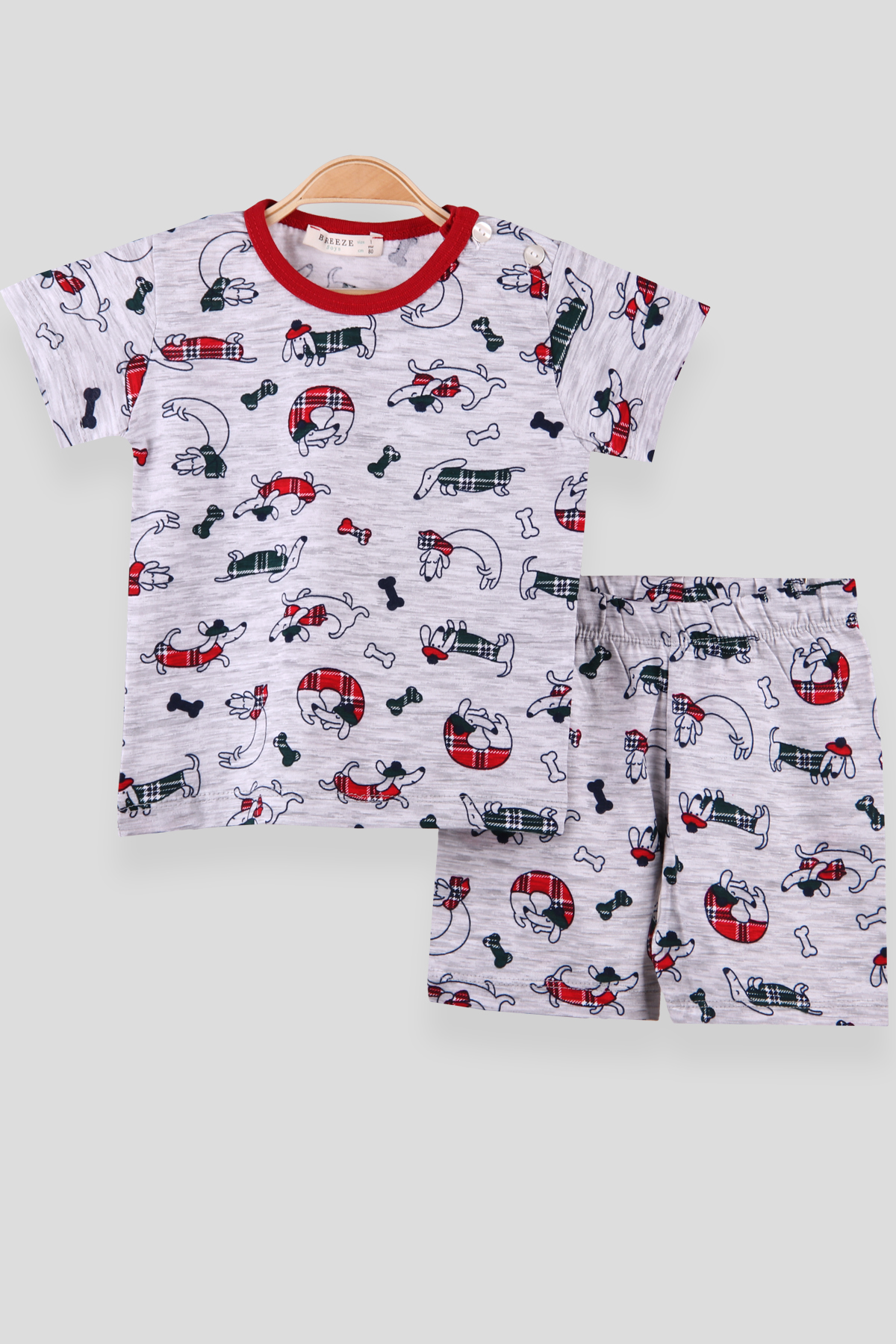 Breeze Erkek Çocuk Pijama Takımı Köpekli Gri (1-4 Yaş)