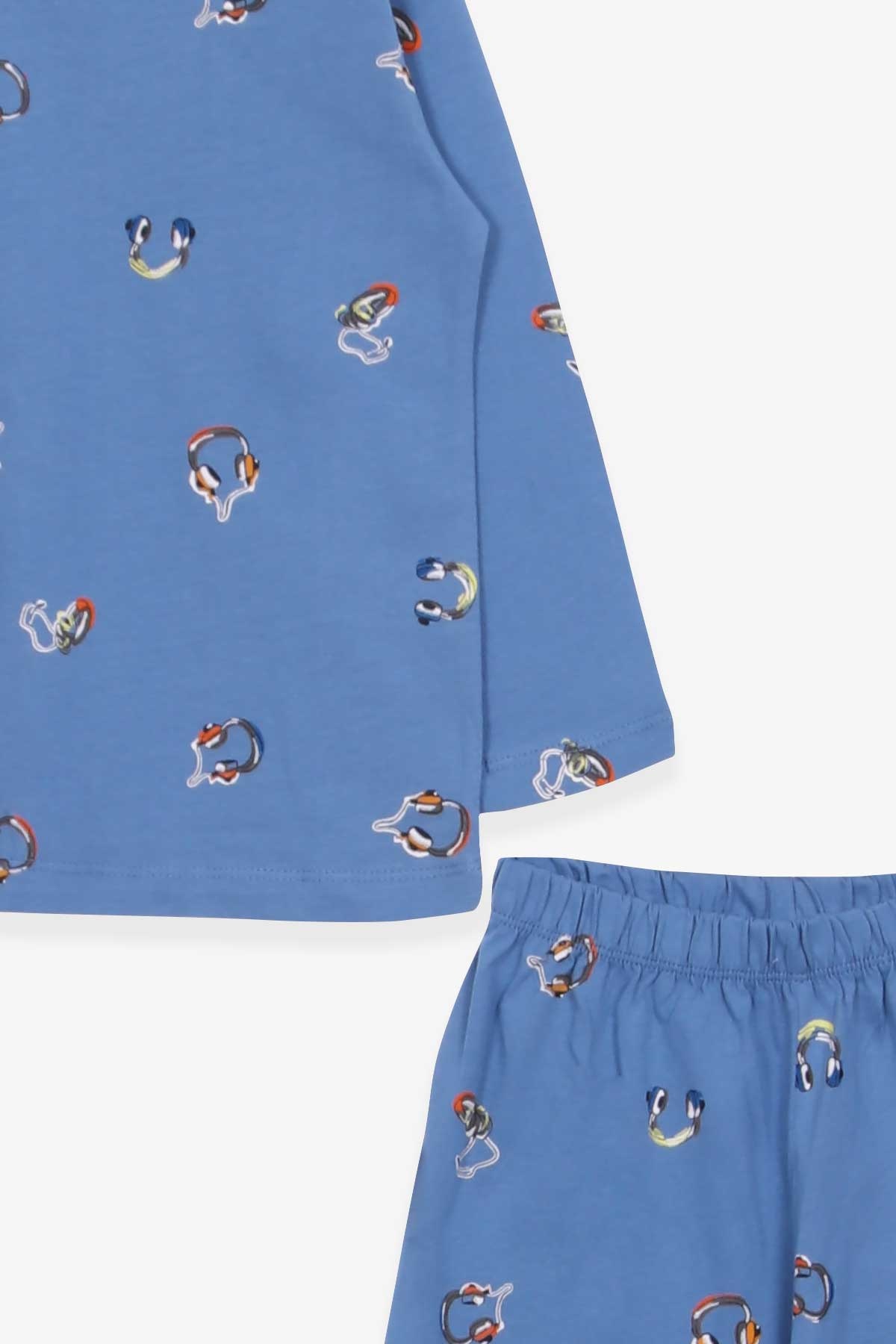 Breeze Erkek Çocuk Pijama Takımı Kulaklık Baskılı Mavi (4-8 Yaş)