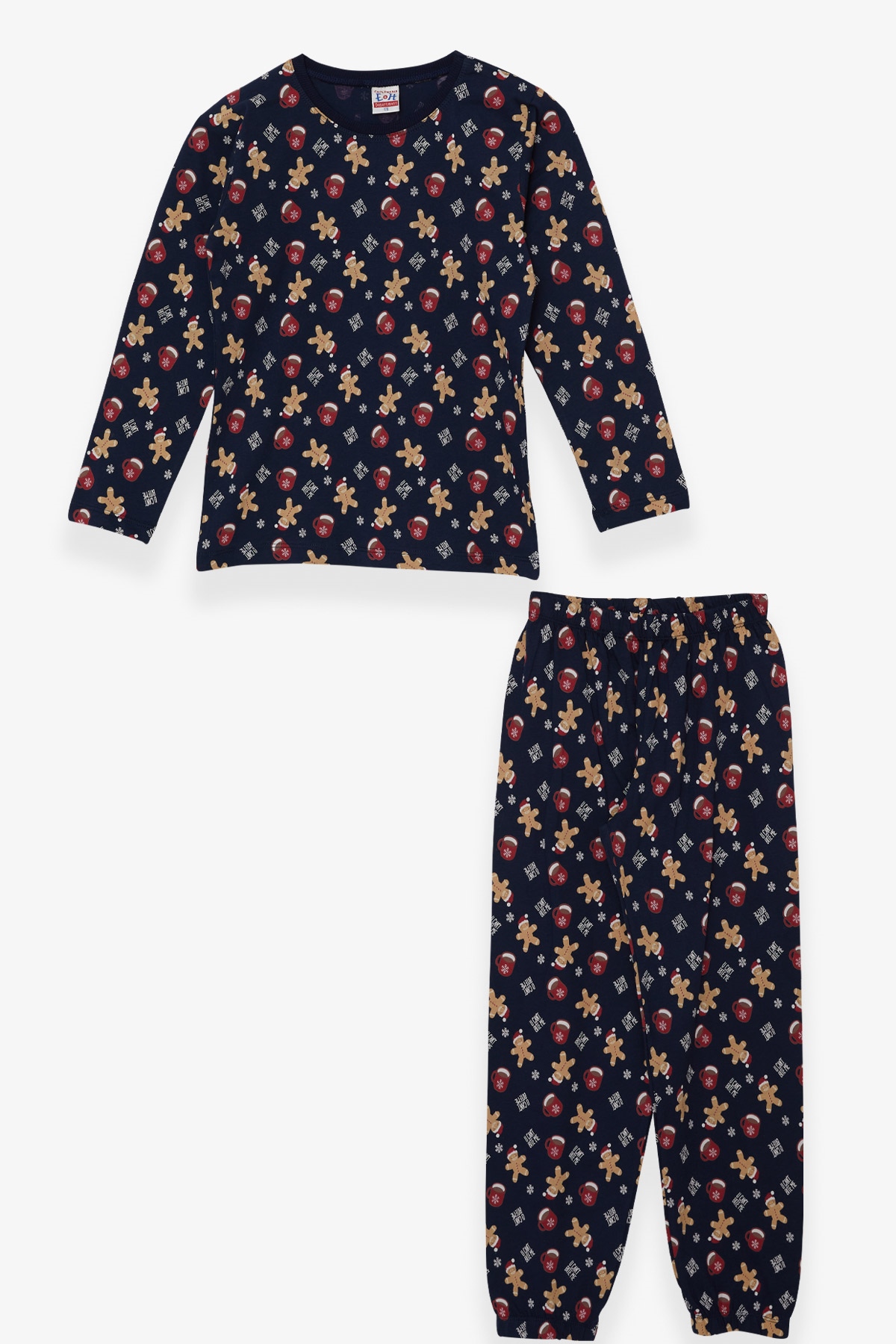 Breeze Erkek Çocuk Pijama Takımı Kurabiye Desenli Lacivert (4-8 Yaş)