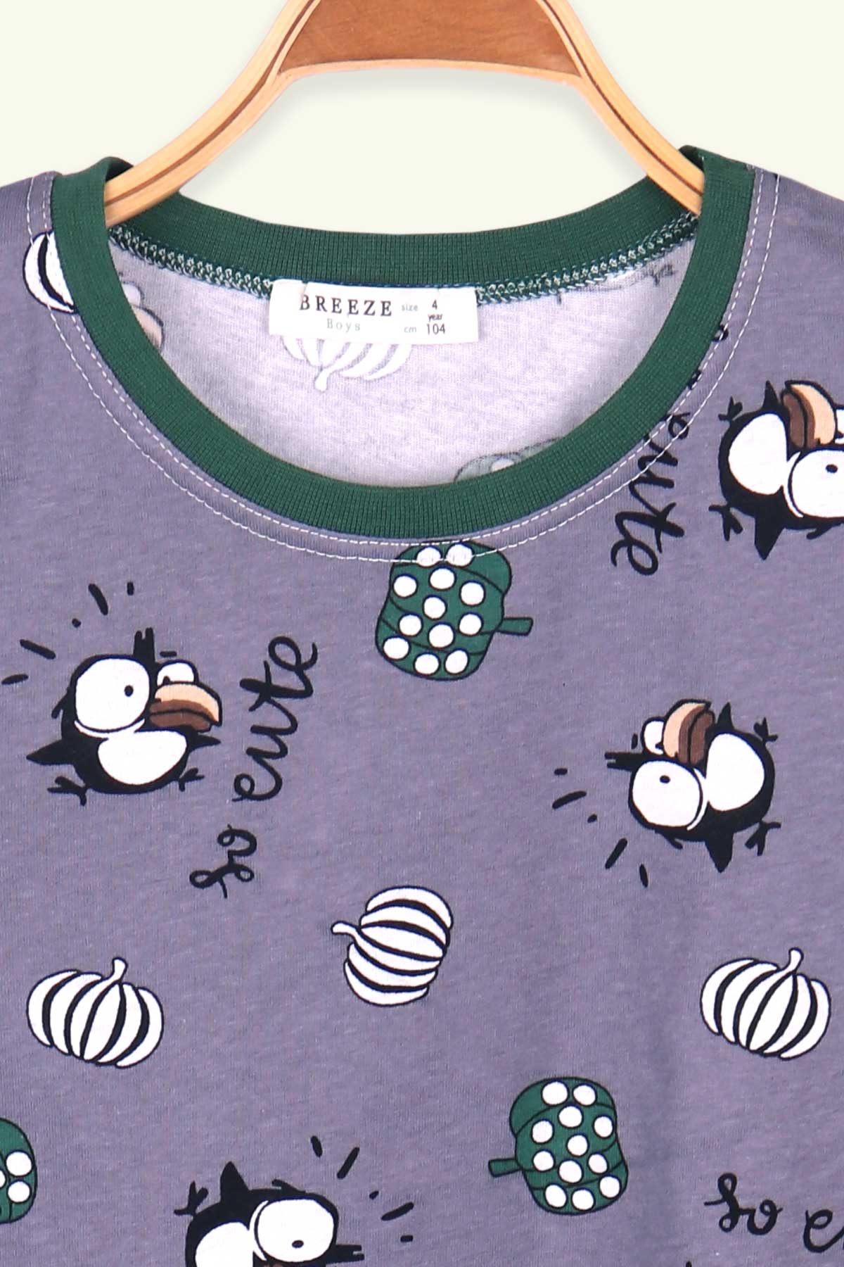 Breeze Erkek Çocuk Pijama Takımı Kuş Desenli İndigo (4-8 Yaş)
