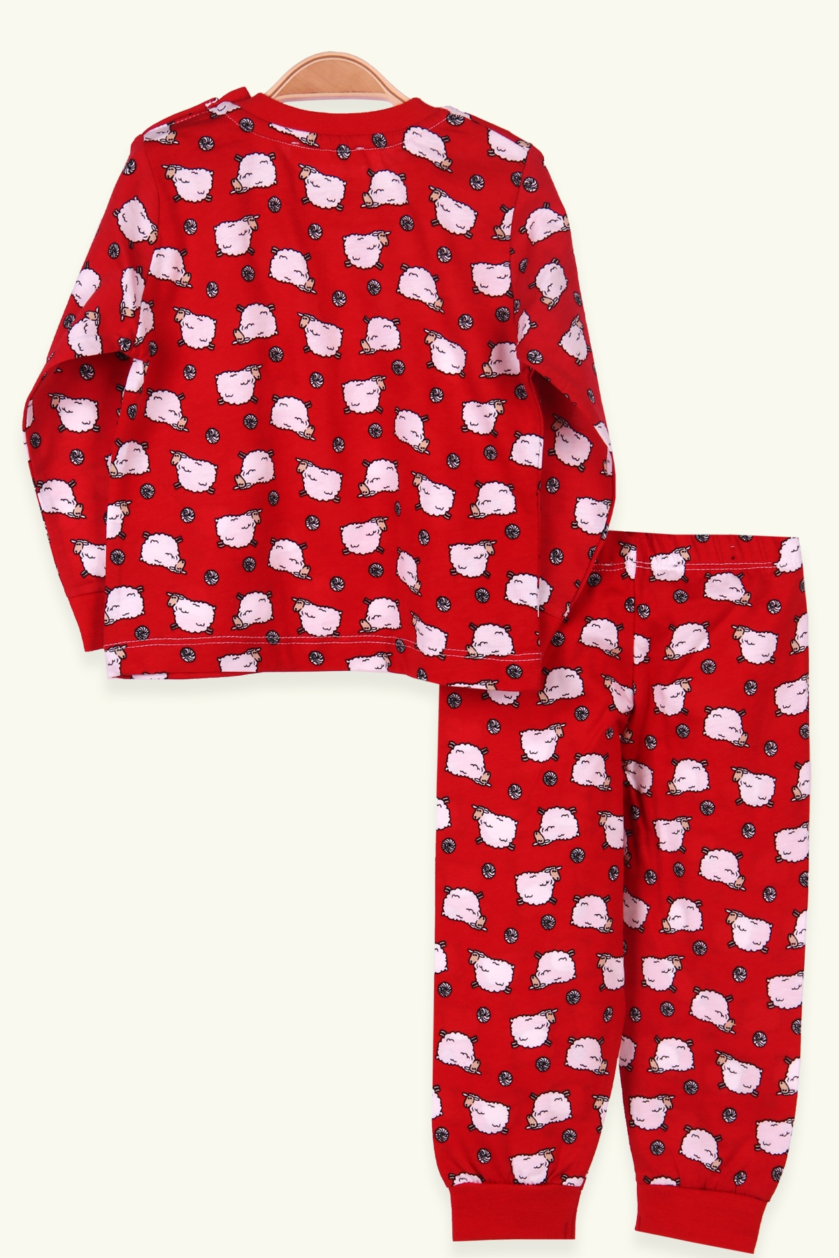 Breeze Erkek Çocuk Pijama Takımı Kuzucuk Desenli Kırmızı (1.5-5 Yaş)