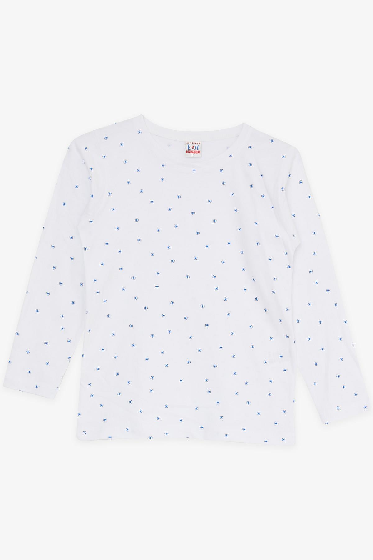 Breeze Erkek Çocuk Pijama Takımı Mavi Güneş Desenli Beyaz (9-12 Yaş)