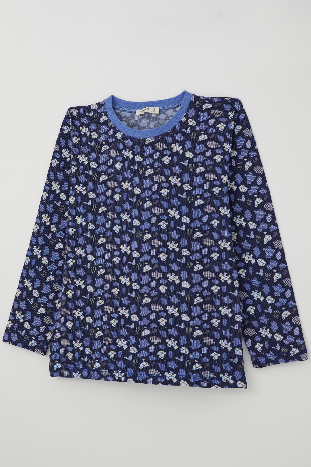 Breeze Erkek Çocuk Pijama Takımı Modern Kare & Kamuflaj Desenli Morcivert (4-8 Yaş)