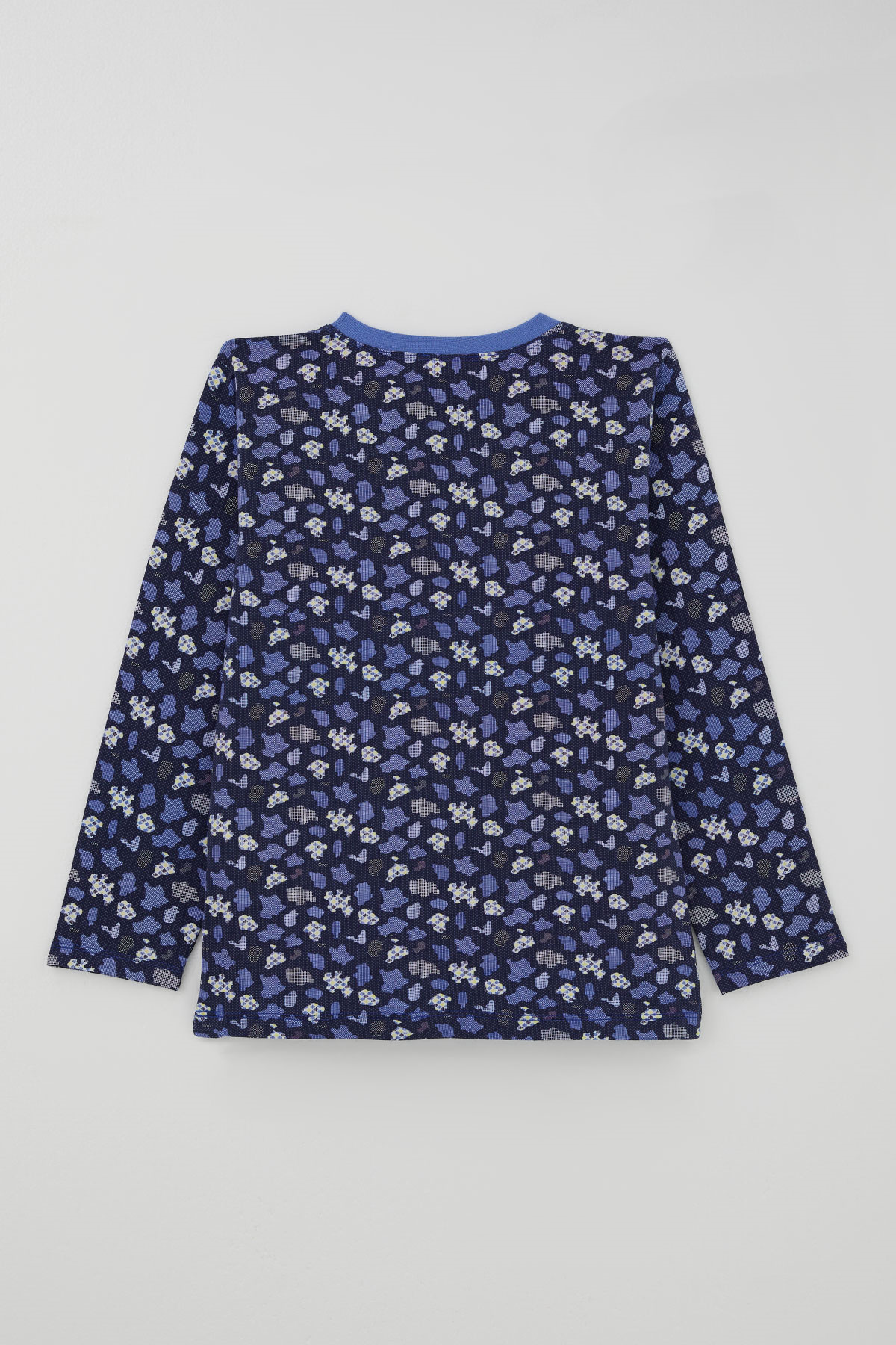 Breeze Erkek Çocuk Pijama Takımı Modern Kare & Kamuflaj Desenli Morcivert (4-8 Yaş)