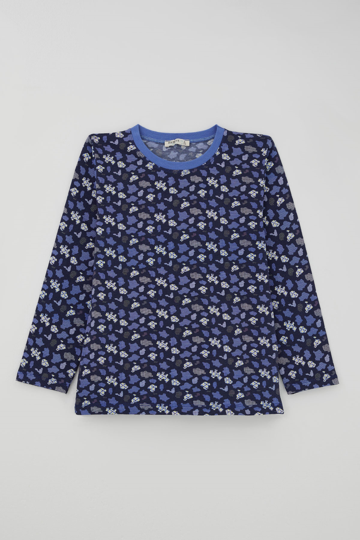 Breeze Erkek Çocuk Pijama Takımı Modern Kare & Kamuflaj Desenli Morcivert (4-8 Yaş)