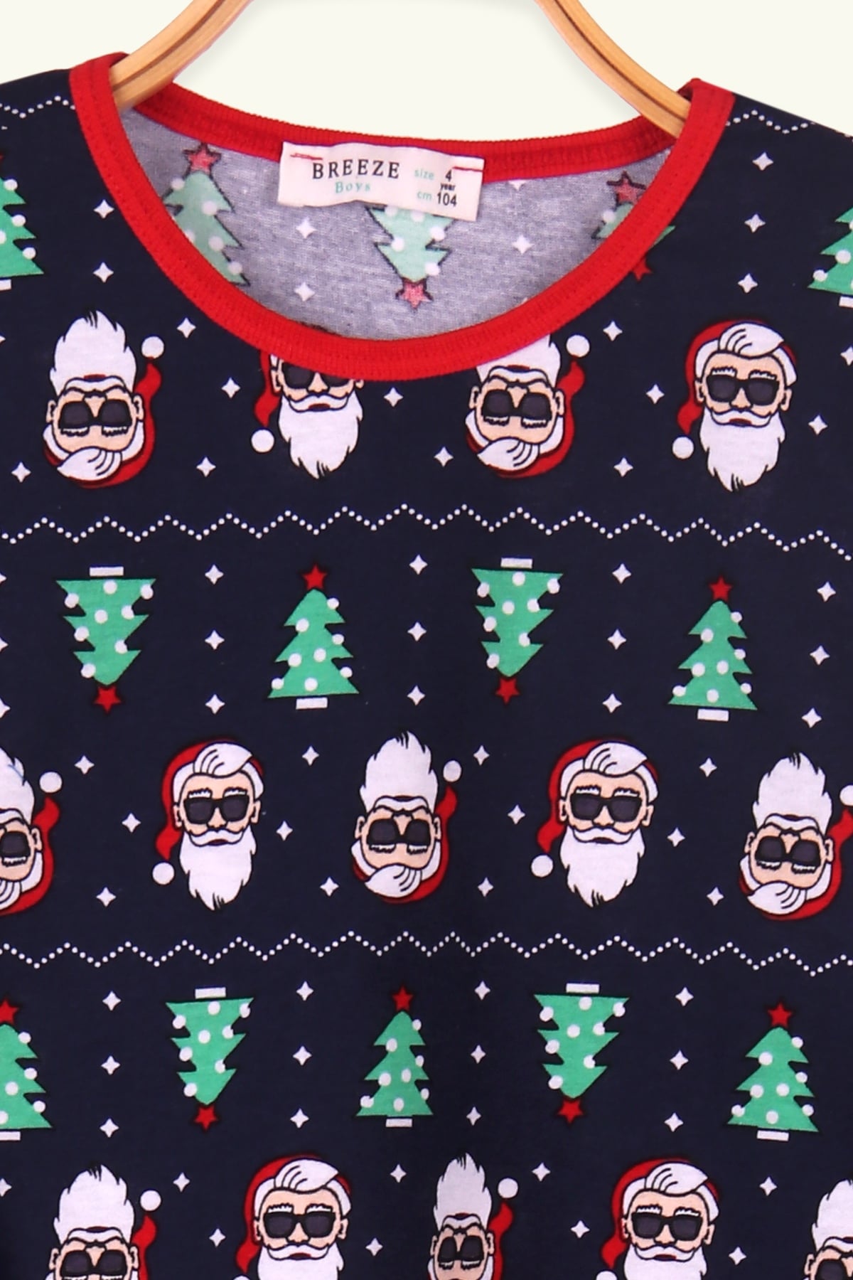 Breeze Erkek Çocuk Pijama Takımı Noel Baba Desenli Lacivert (4-8 Yaş)