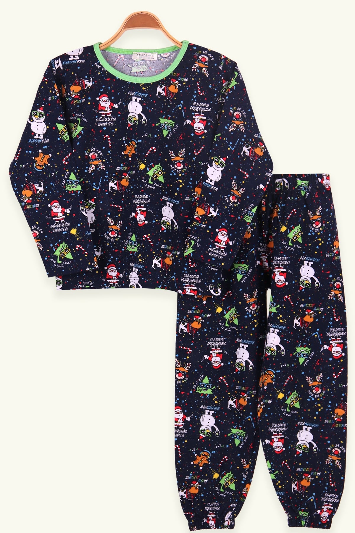 Breeze Erkek Çocuk Pijama Takımı Noel Temalı Lacivert (6-10 Yaş)