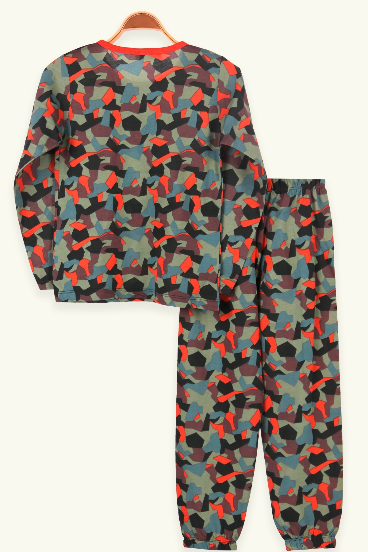 Breeze Erkek Çocuk Pijama Takımı Origami Desenli Koyu Yeşil (6-10 Yaş)