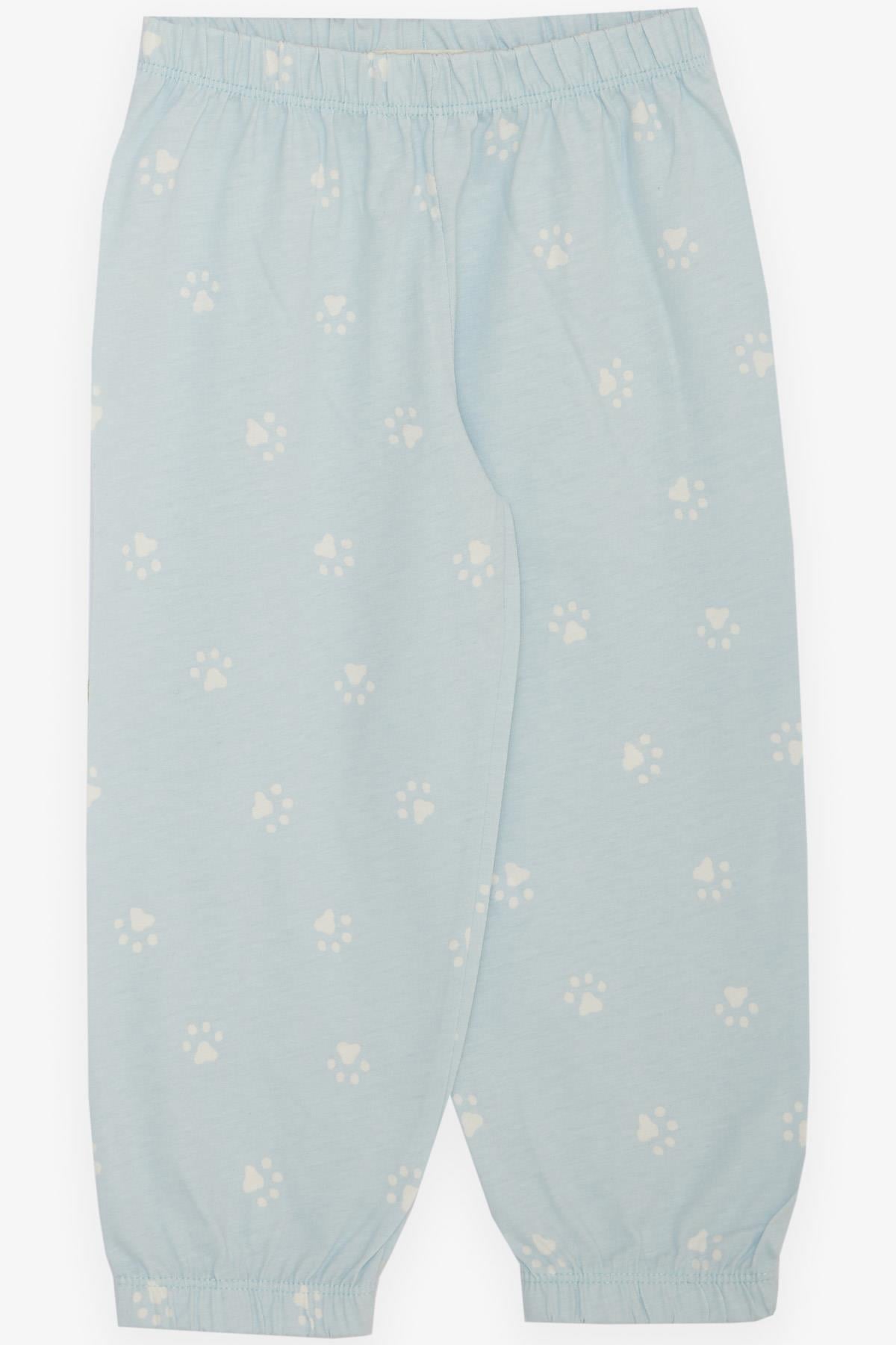 Breeze Erkek Çocuk Pijama Takımı Pati Desenli Açık Mavi (2 Yaş)