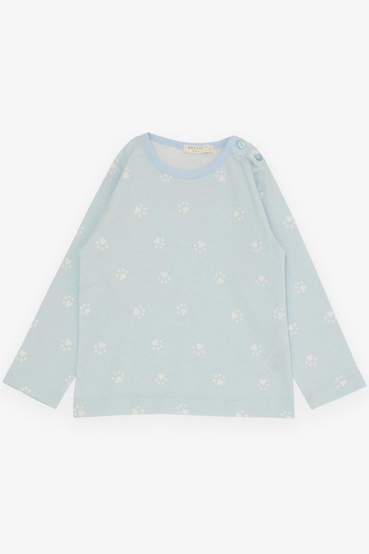 Breeze Erkek Çocuk Pijama Takımı Pati Desenli Açık Mavi (2 Yaş)