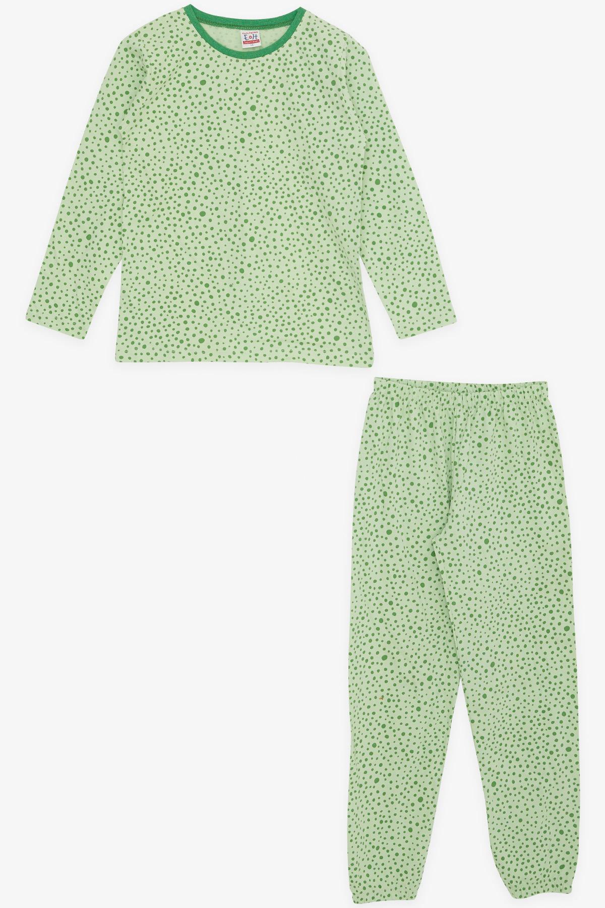 Breeze Erkek Çocuk Pijama Takımı Puantiye Desenli Fıstık Yeşili (9-12 Yaş)